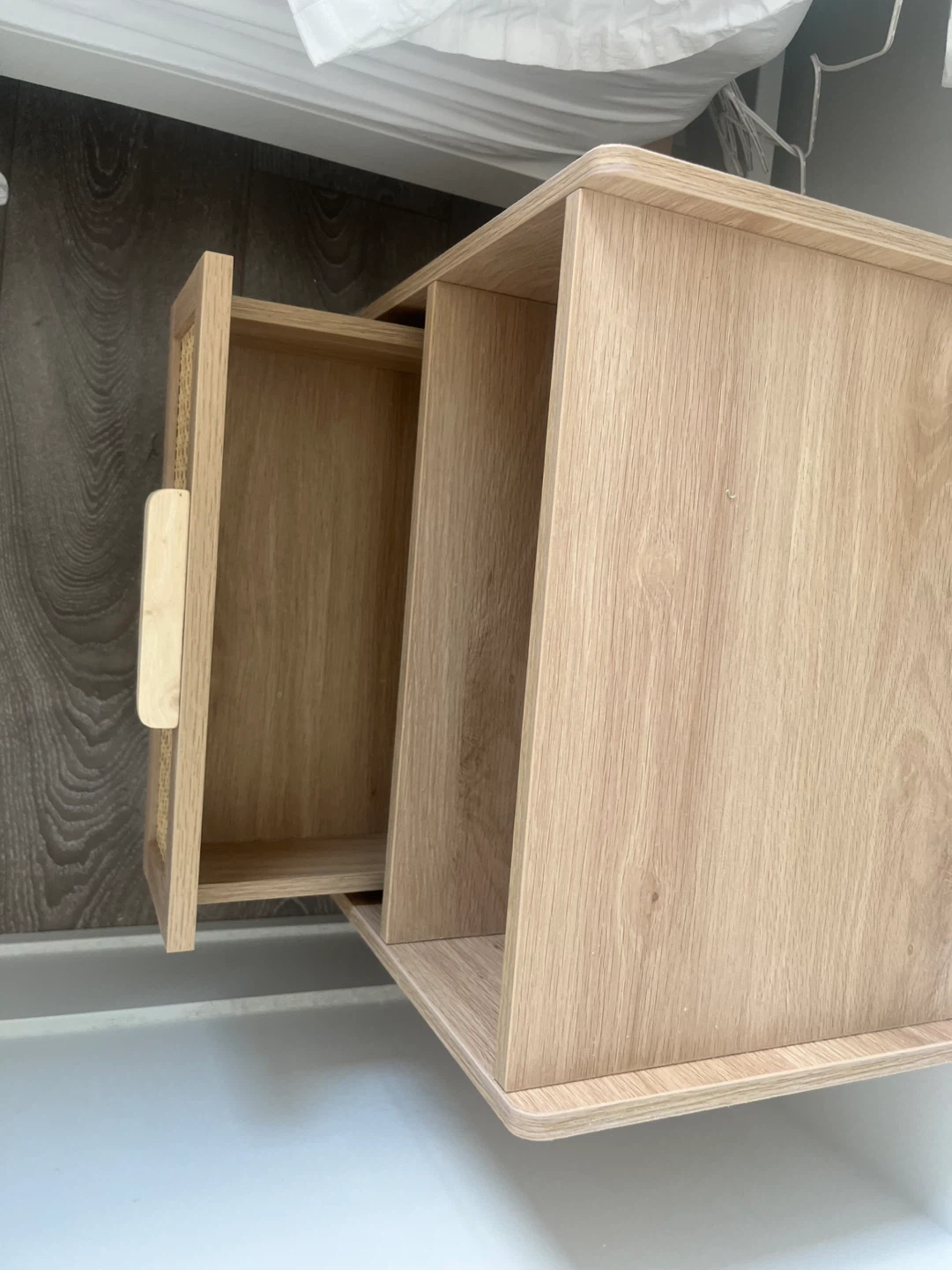 Wood Nightstand with Cane Drawer - photo 3