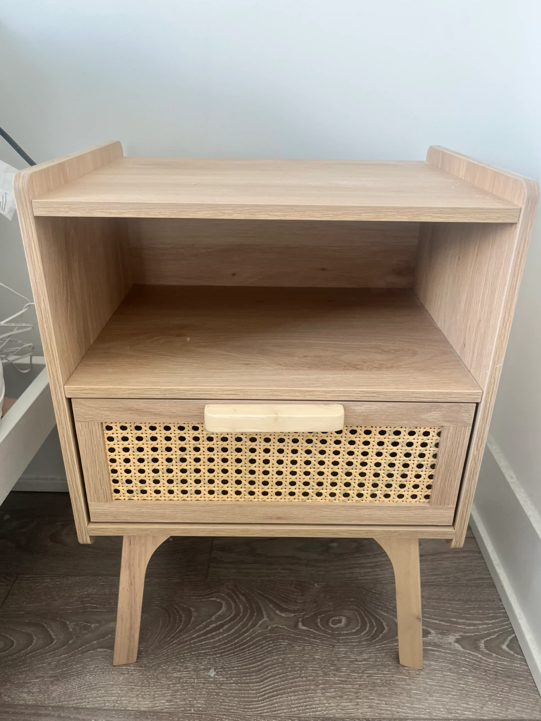 Wood Nightstand with Cane Drawer - photo 4
