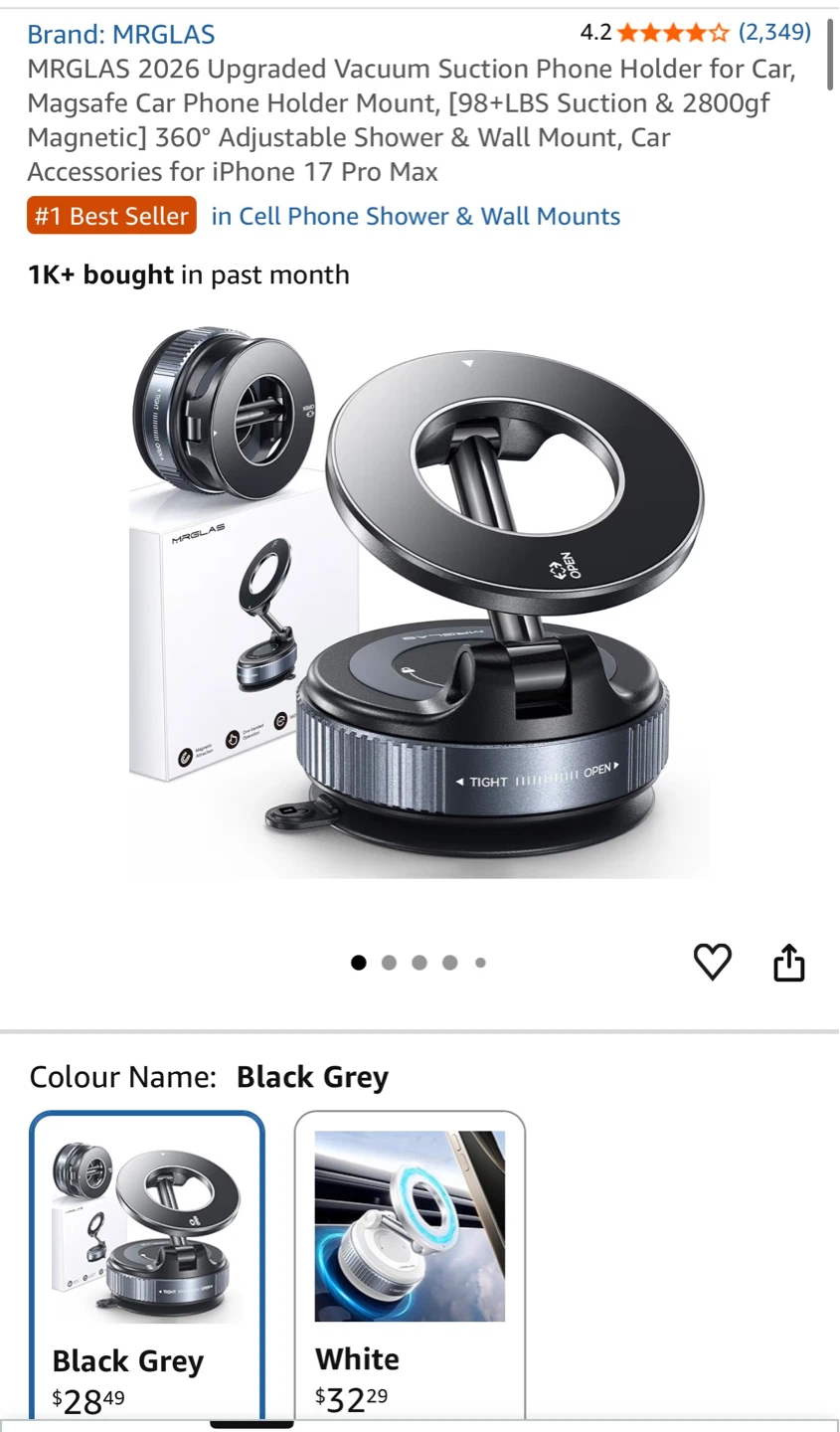 MRGLAS Upgraded Vacuum Suction Phone Holder for Car