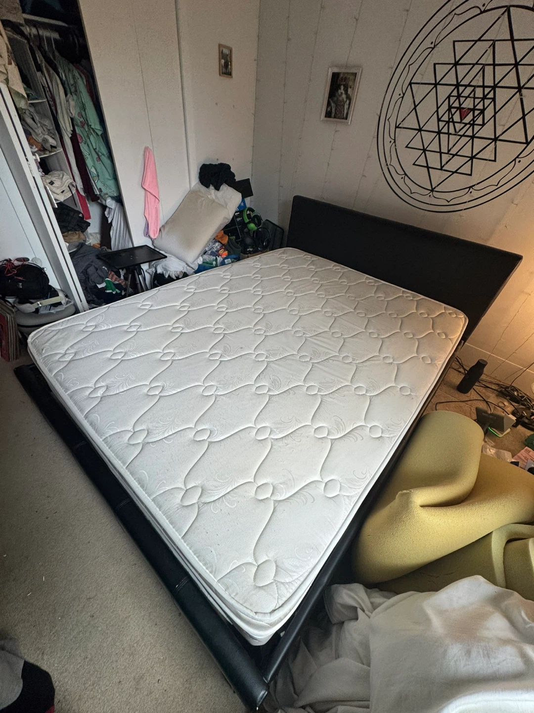 FREE Queen Black Faux Leather Bed Frame and Mattress - photo 4