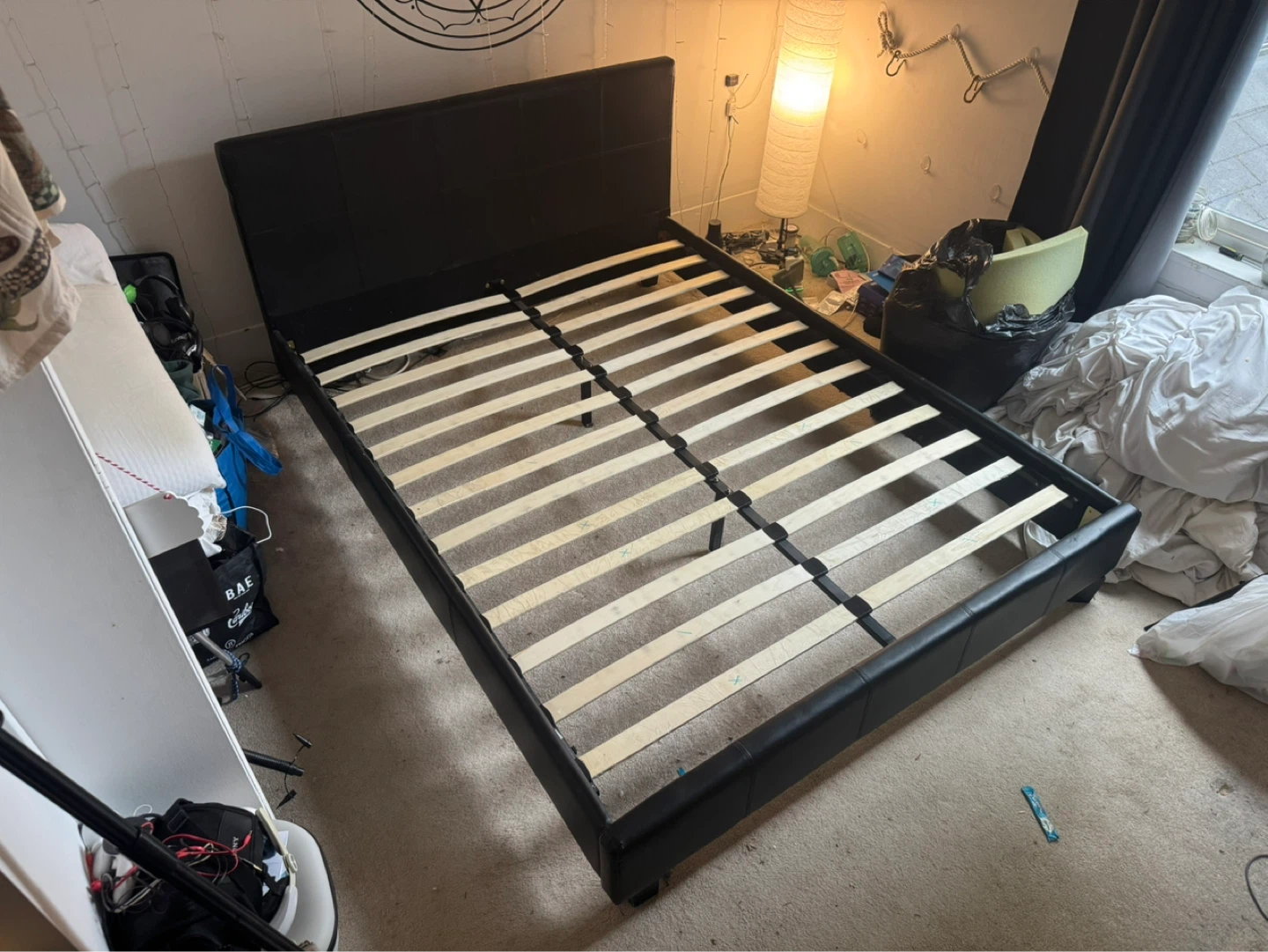 FREE Queen Black Faux Leather Bed Frame and Mattress - photo 2