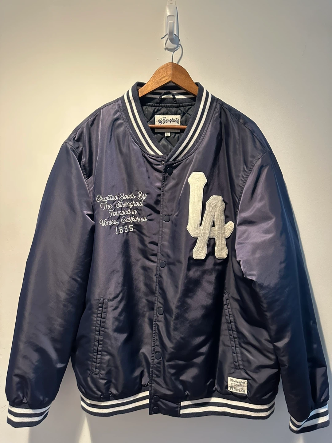 Satin Varsity Bomber – Navy/LA – Men's 3XL (NEW)