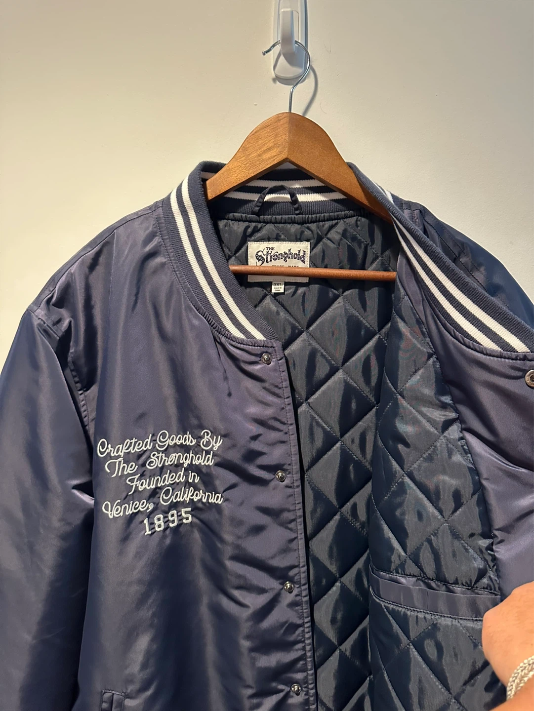 Satin Varsity Bomber – Navy/LA – Men's 3XL (NEW) - photo 2