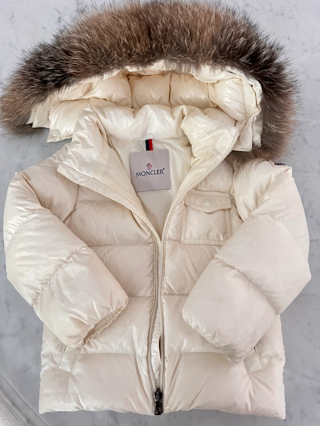 Moncler Down Puffer Jacket with Fur Hood