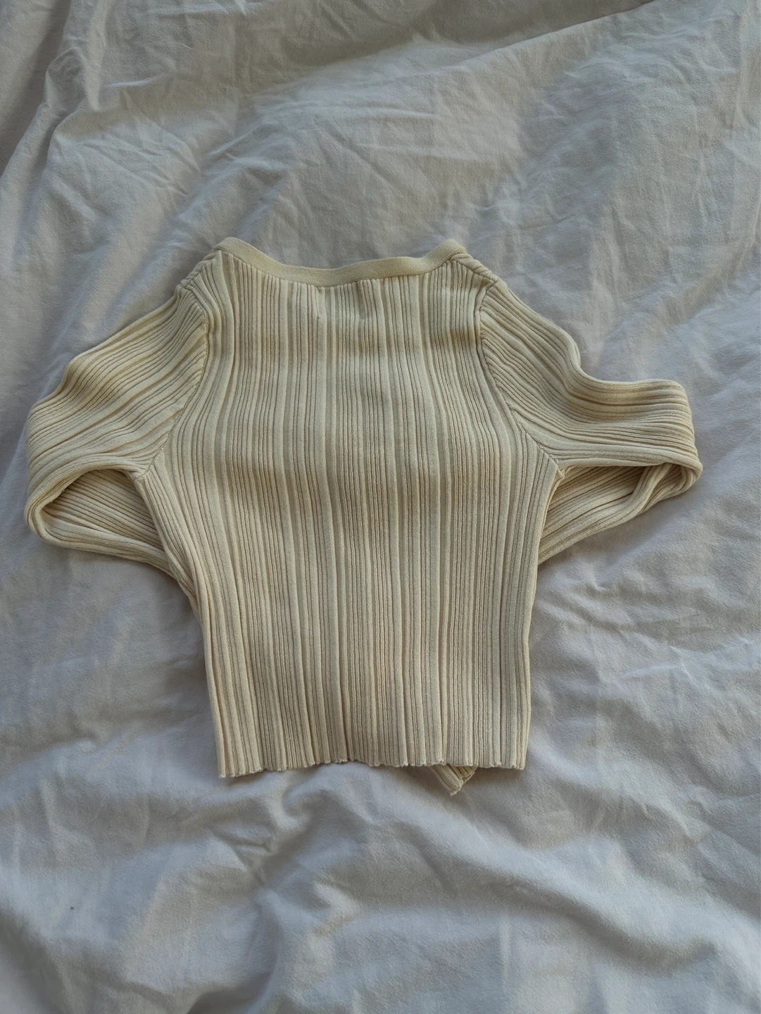 Princess Polly Cream Ribbed Cardigan Sweater - photo 2