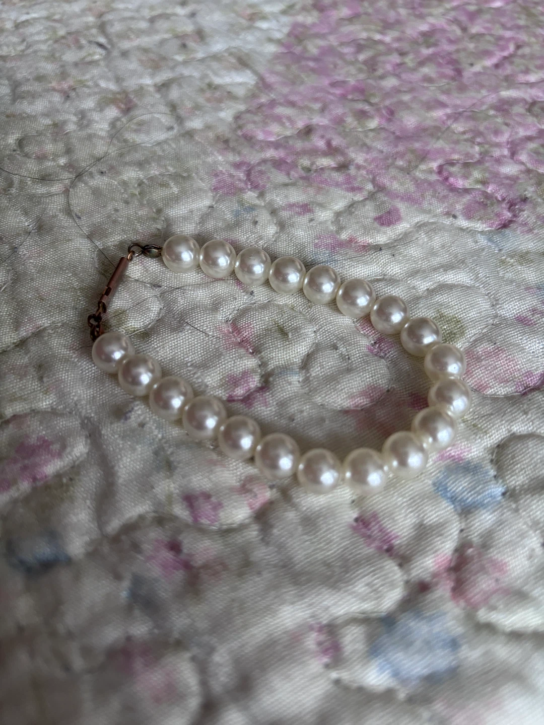 Pearl Necklace, Bracelet, and Earring Set with Flower Charm - photo 3