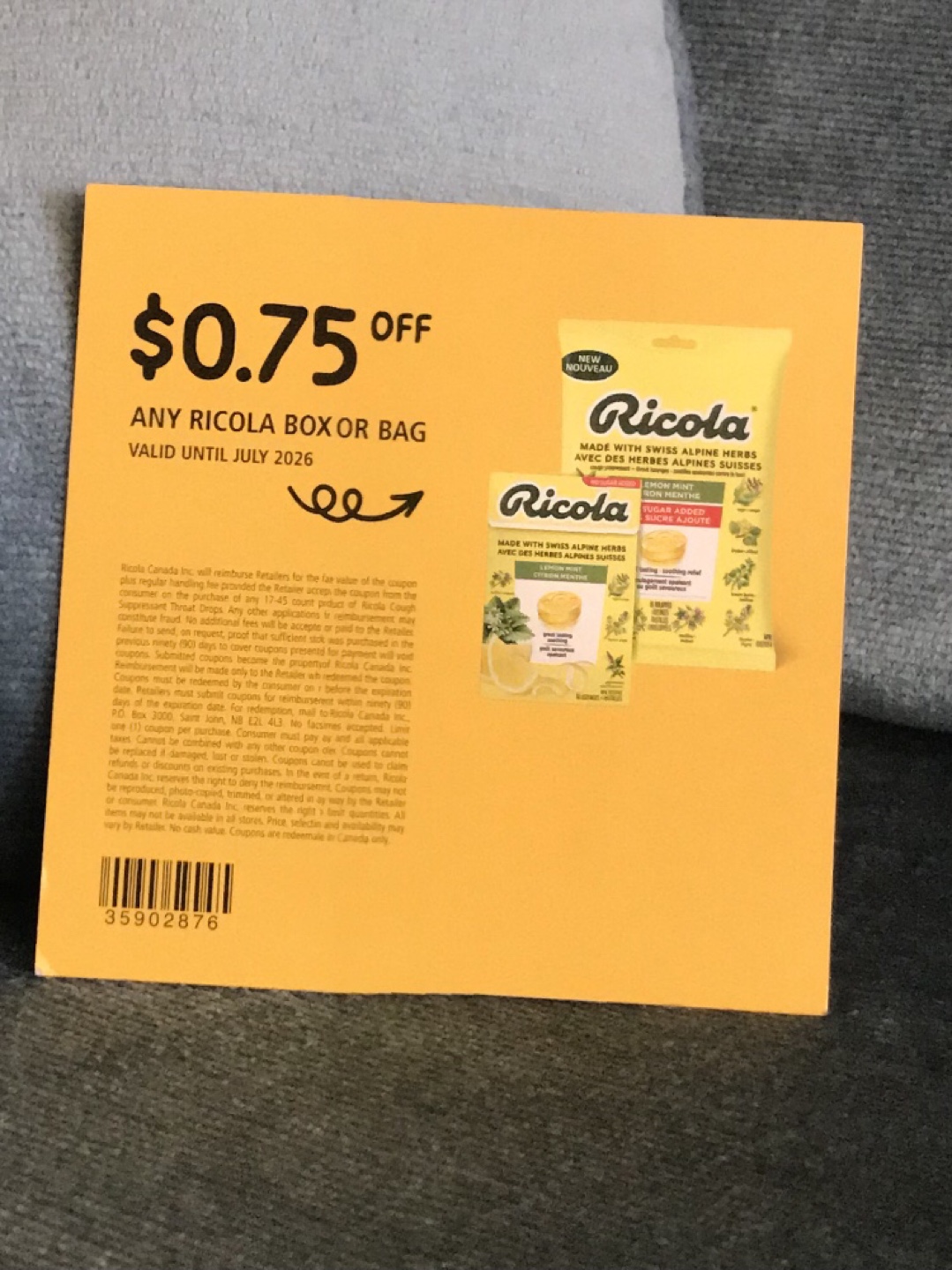 COUPON: $0.75 OFF ANY Ricola Box or Bag