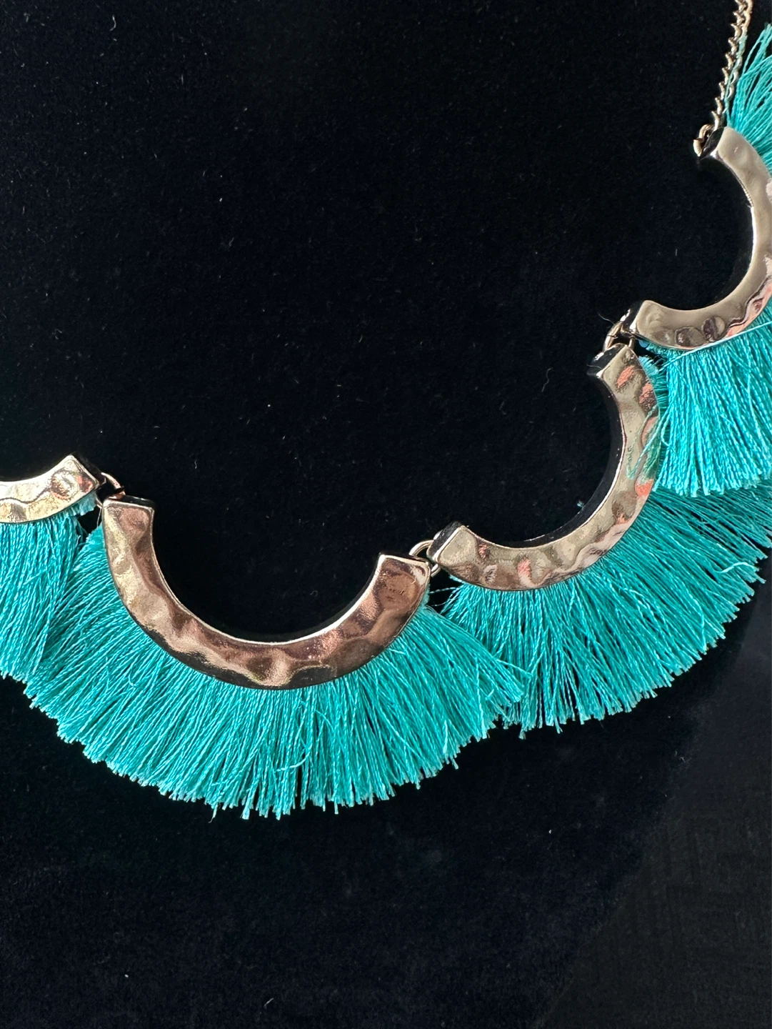 Turquoise Fringe Statement Necklace - photo 2