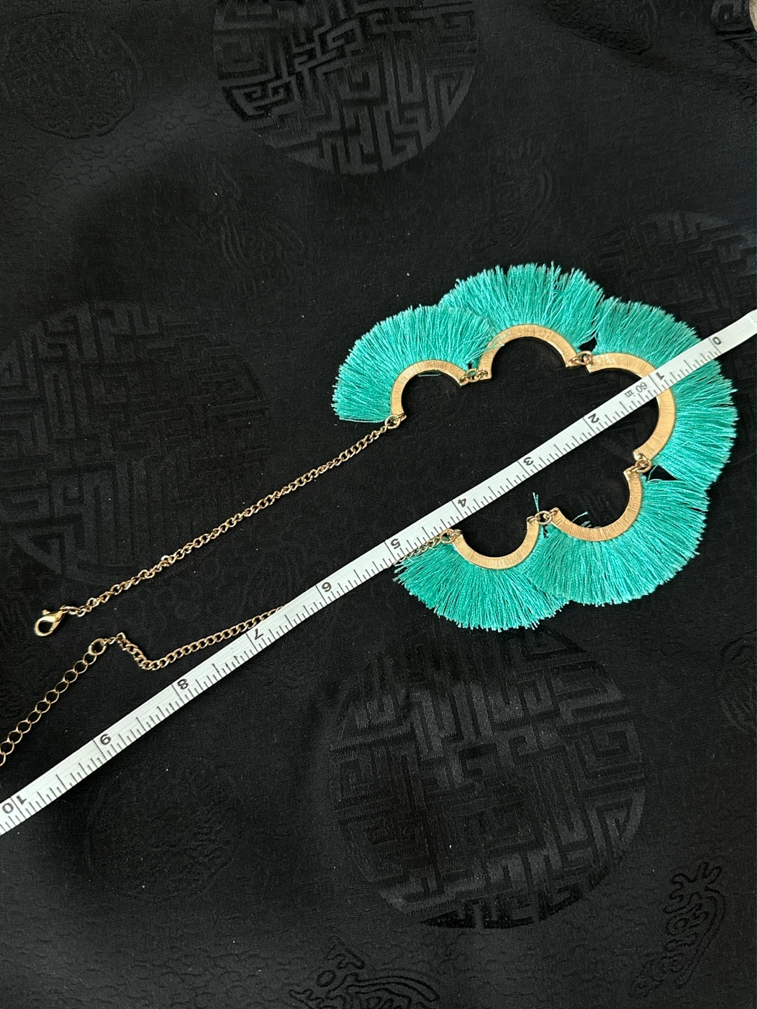 Turquoise Fringe Statement Necklace - photo 4