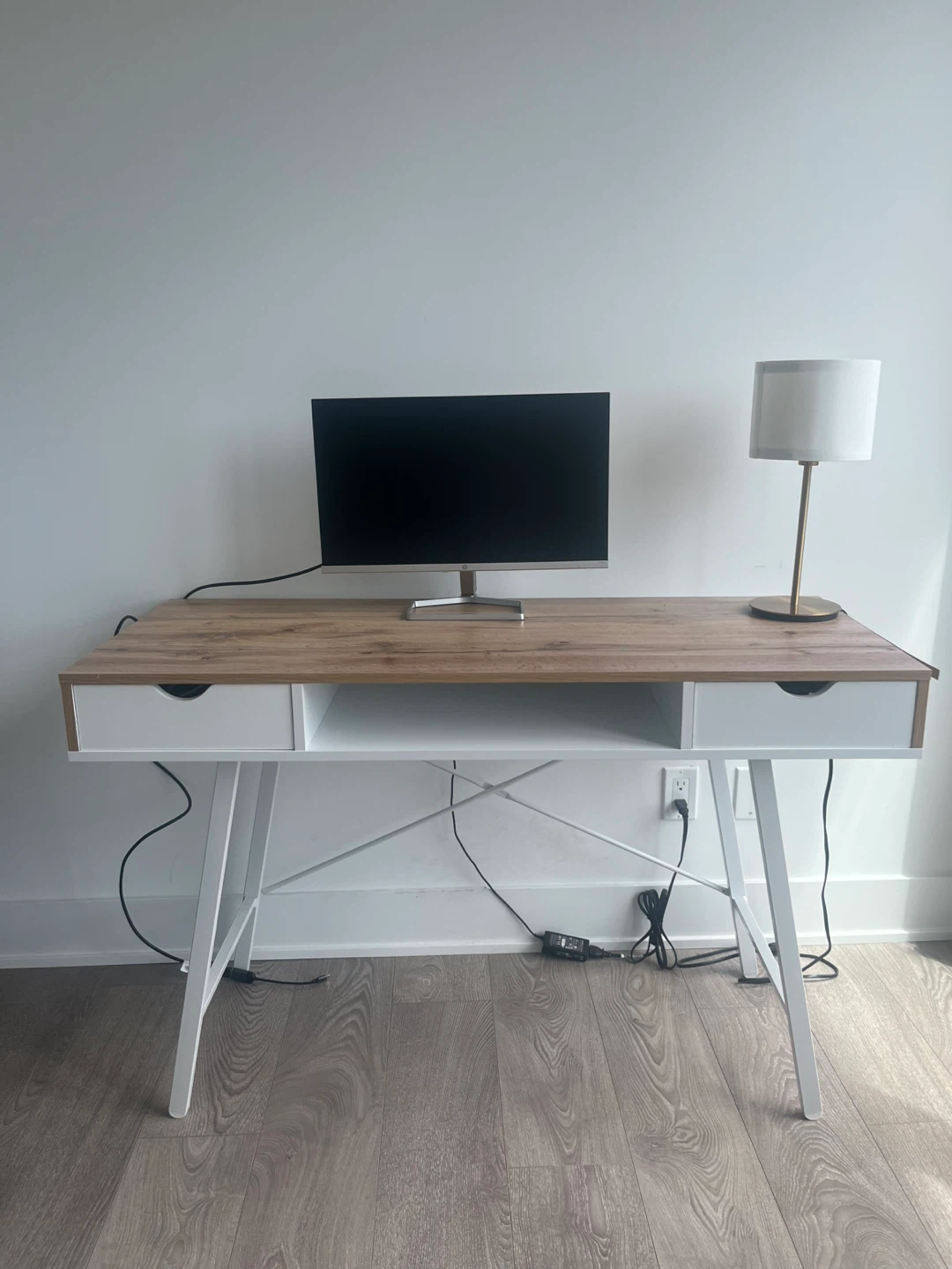 Wooden Top Desk with White Frame and Matching Chair - photo 5