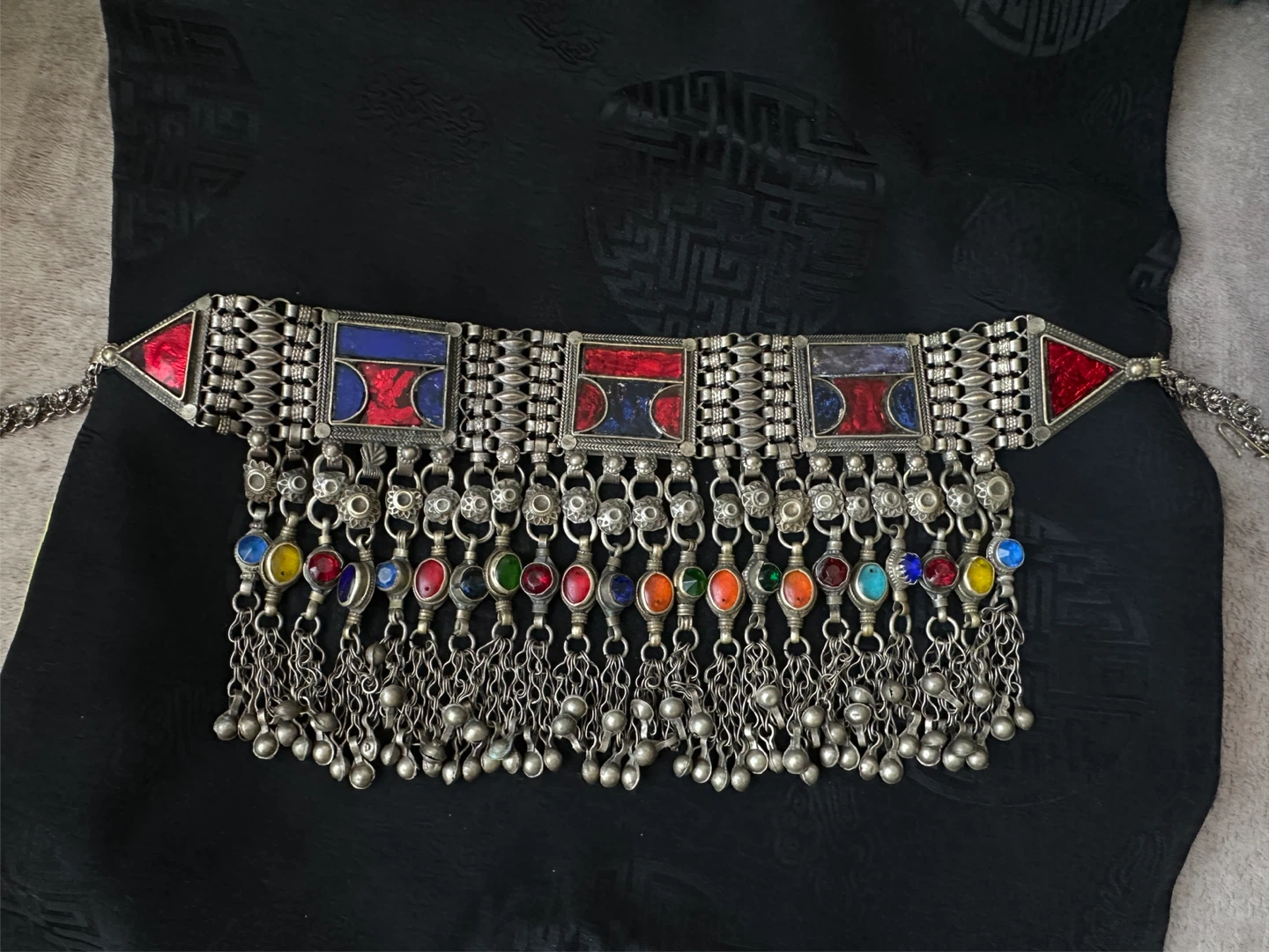 Afghan Choker Necklace with Colourful glass stones - photo 3