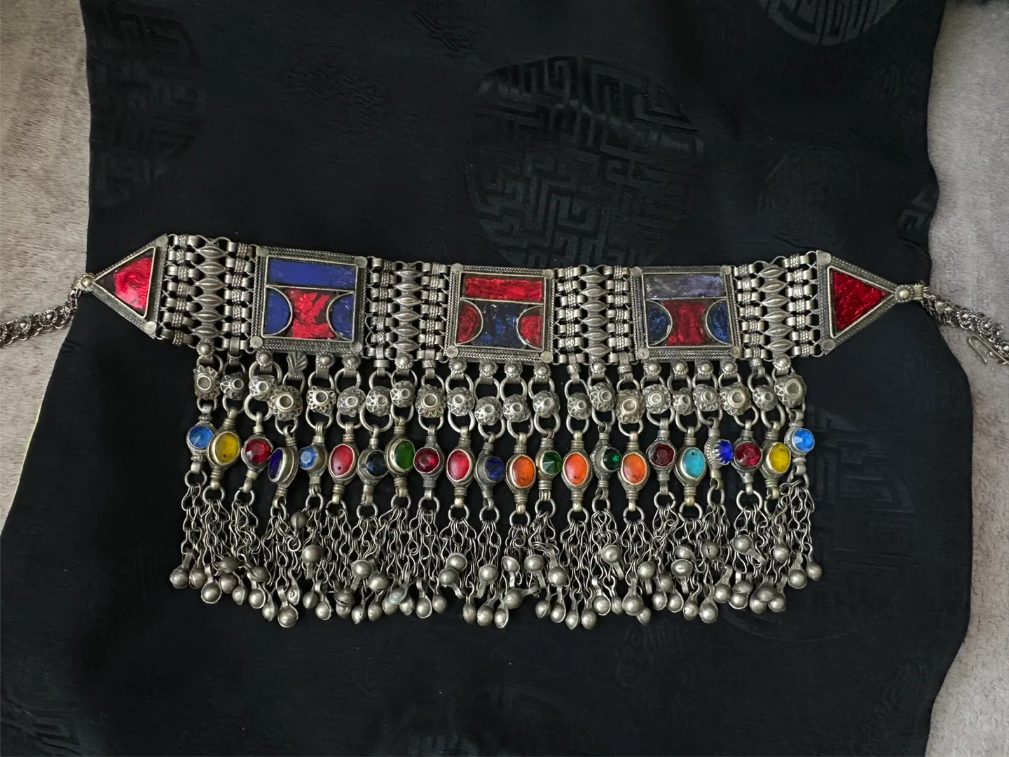 Afghan Choker Necklace with Colourful glass stones - photo 3