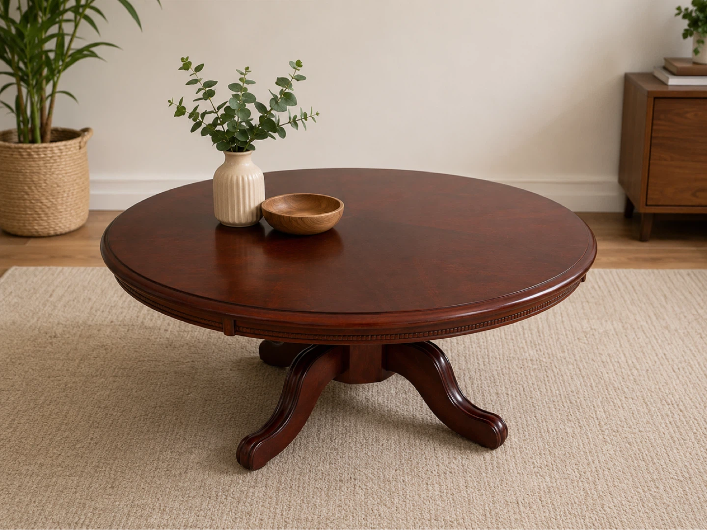 Round Coffee Table - Dark Wood