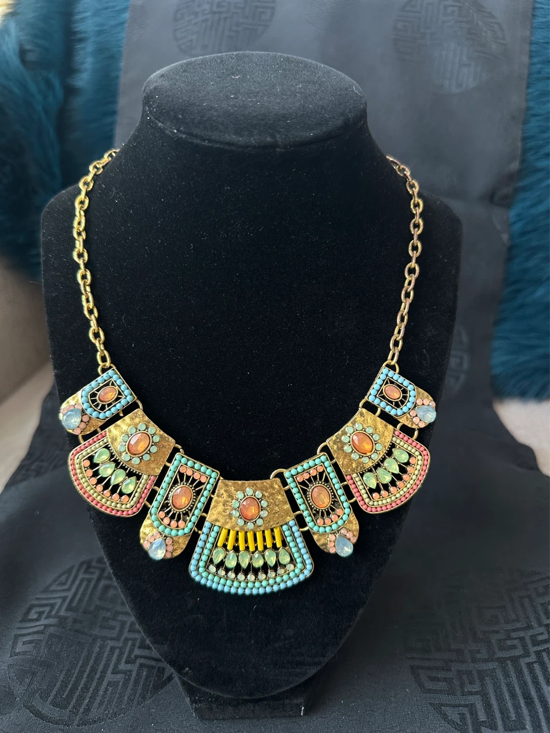 Statement Necklace with Colorful Beads