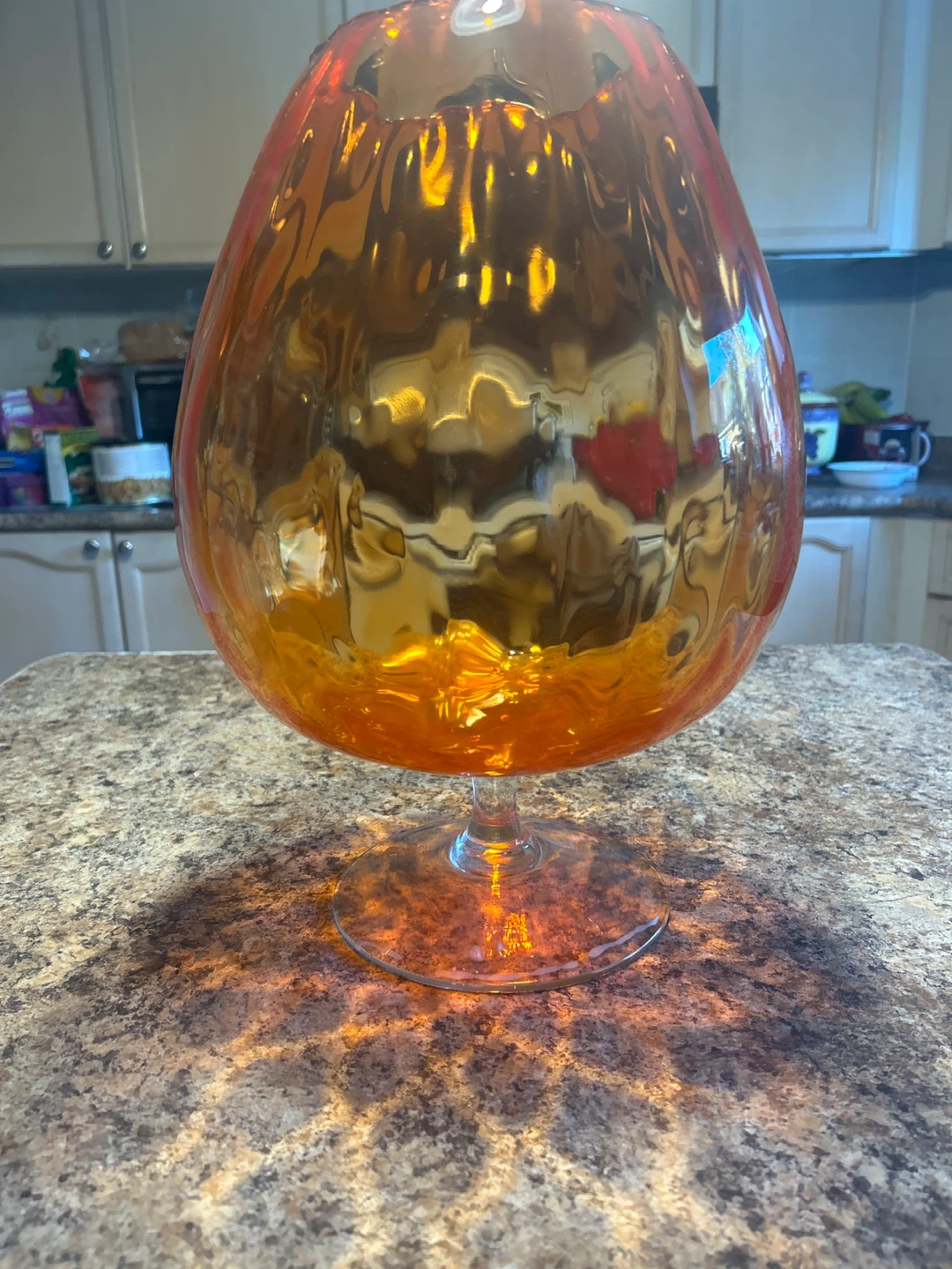 Large Amber Glass Vase