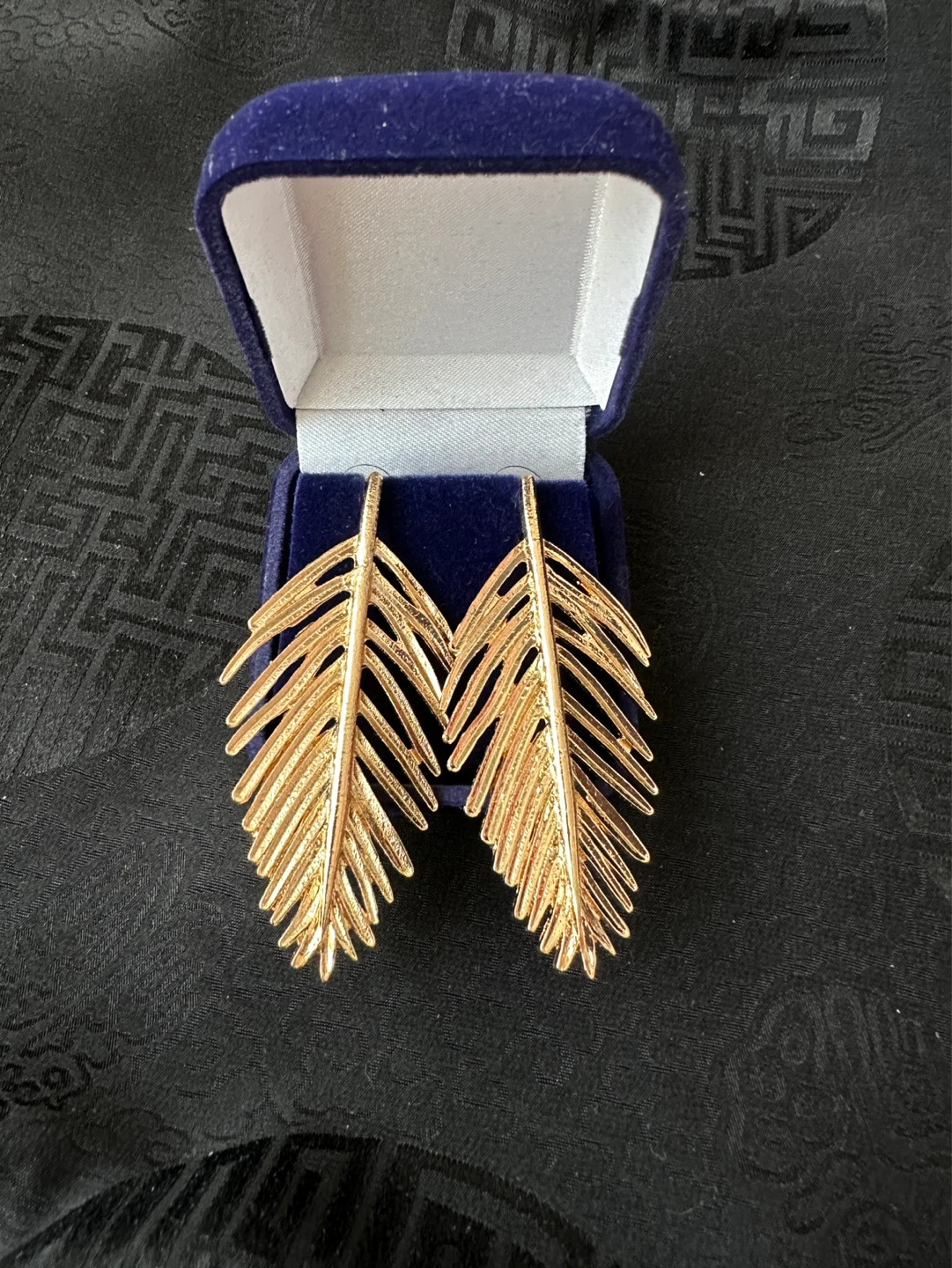 Gold Tone Leaf Drop Earrings