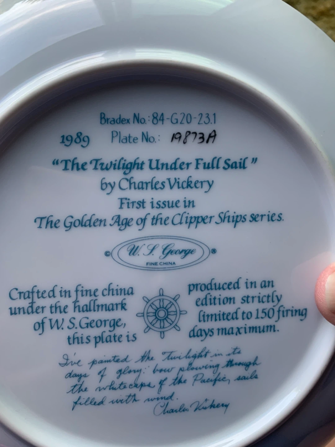 Twilight Under Full Sail Collectible Plate by Charles Vickery - photo 2