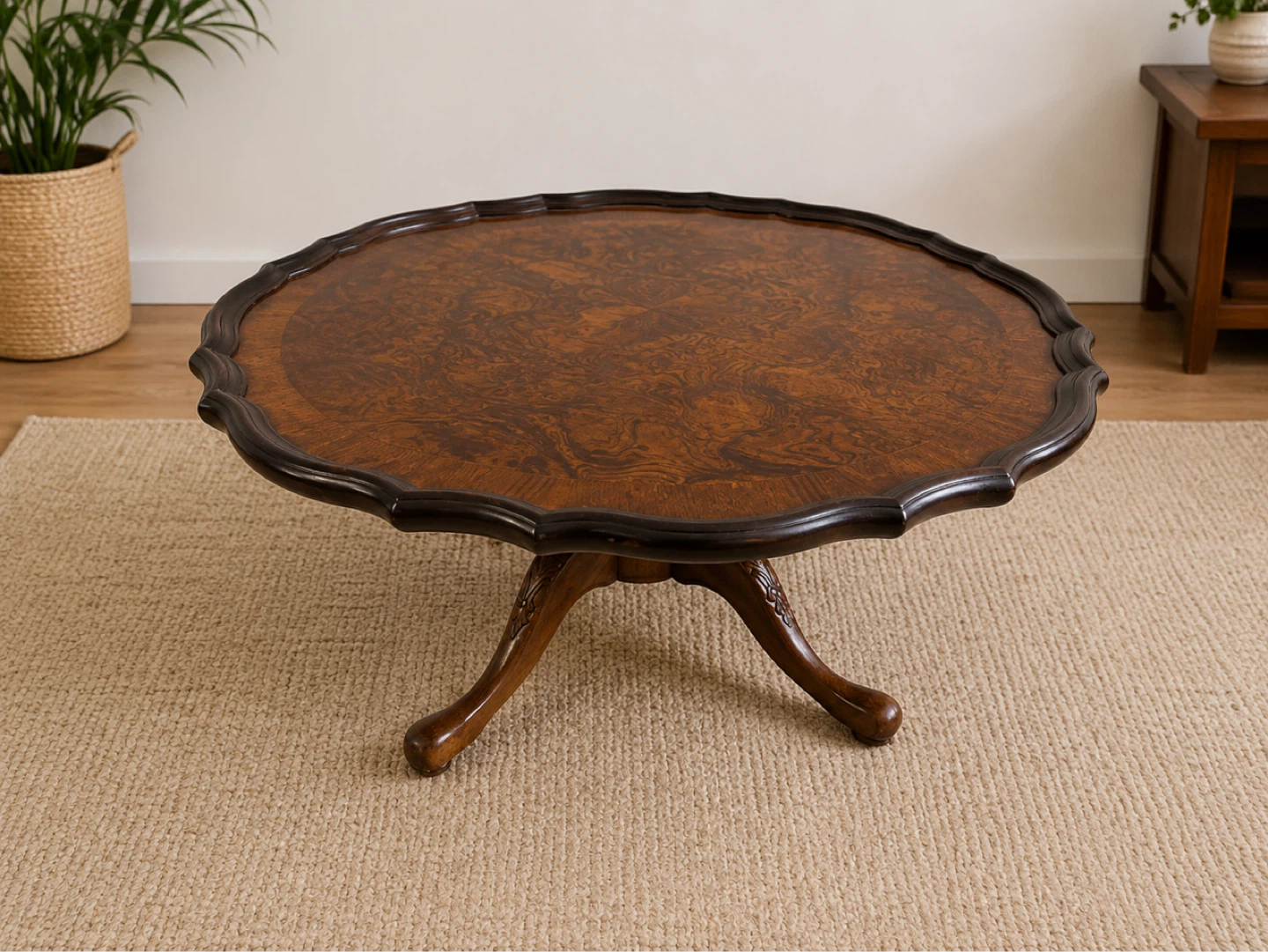 Round Scalloped Edge Coffee Table