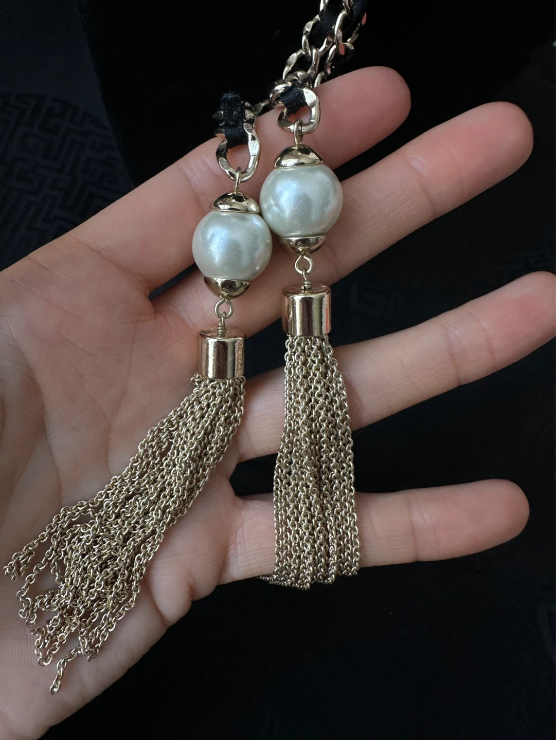 WHBM Gold Chain Necklace with Pearls and Tassels - photo 2