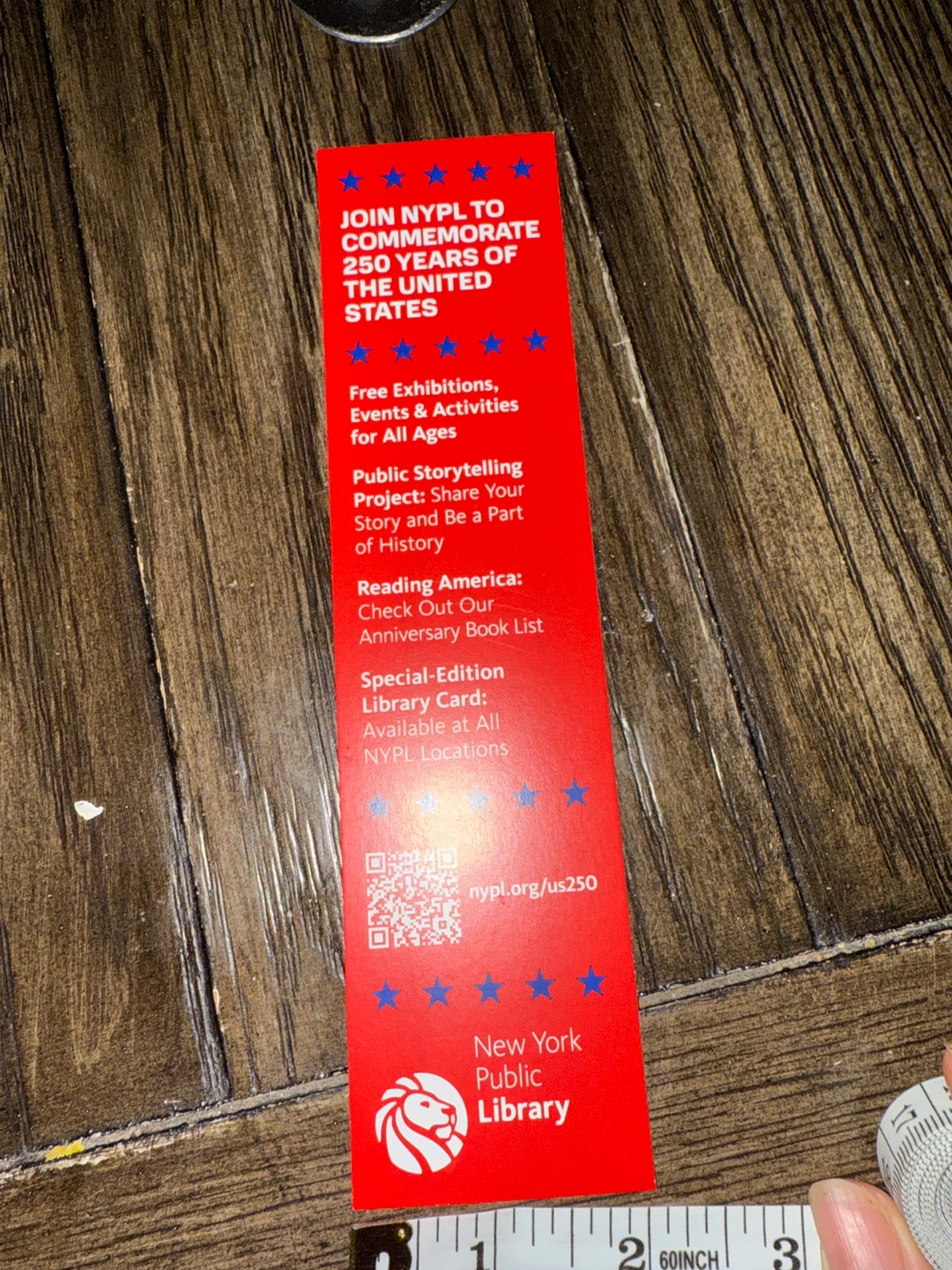 New York Public Library Commemorative Bookmark - photo 2
