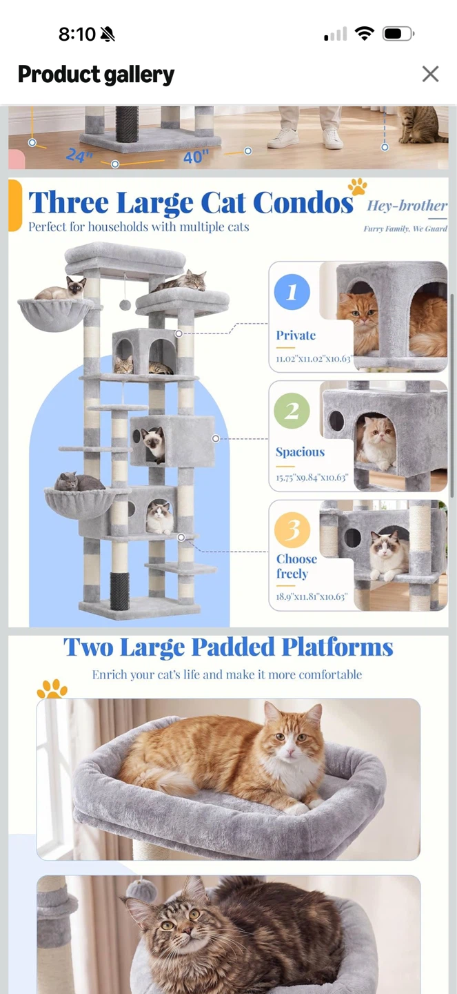 Hey-brother 74" Cat Tree Condo