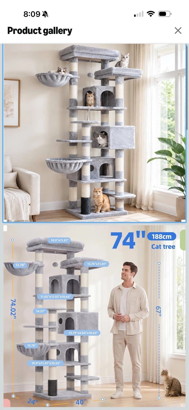 Hey-brother 74" Cat Tree Condo - photo 3
