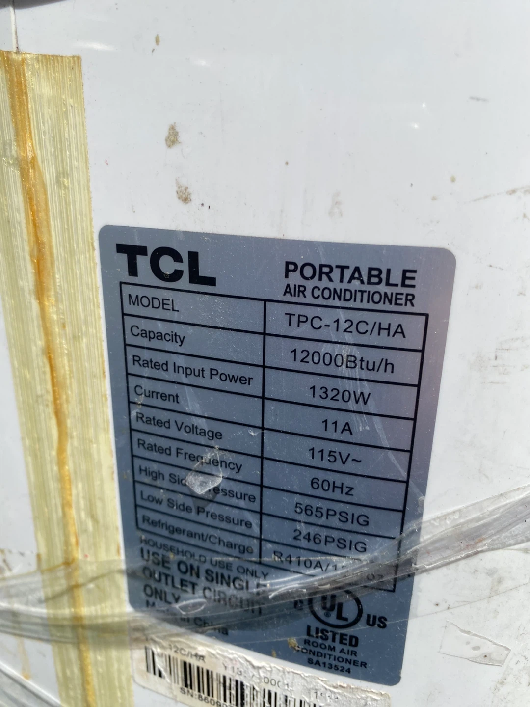 TCL Portable Air Conditioner TPC-12C/HA - photo 3