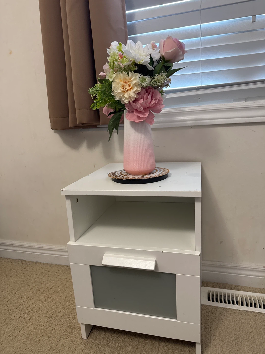 White Nightstand with Drawer - photo 2