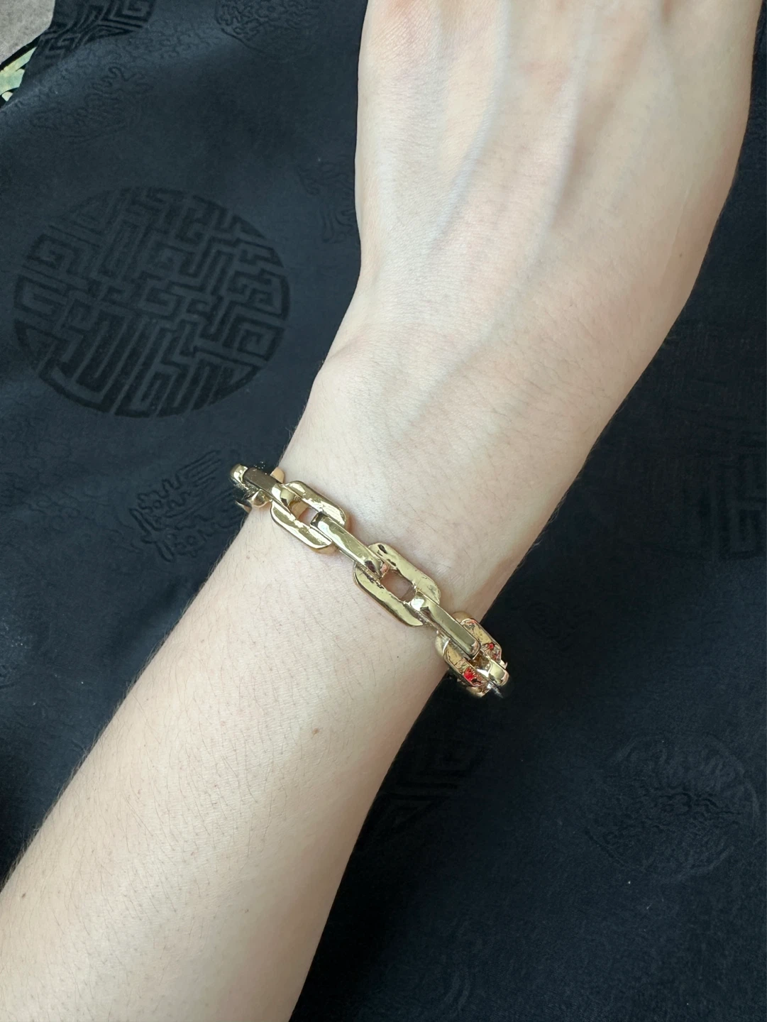 MNG Gold Tone Chain Link Cuff Bracelet