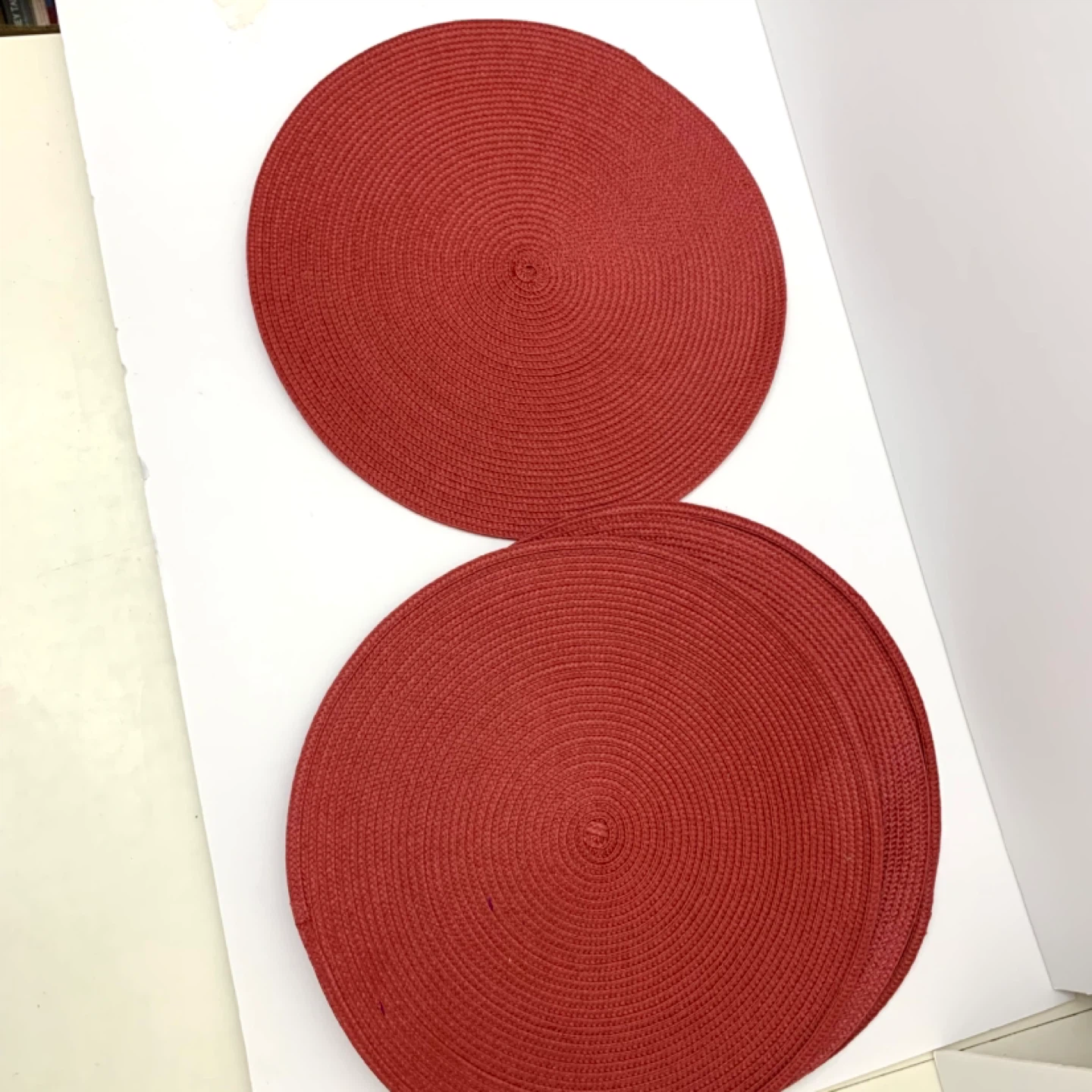 Round Placemats Red Placemats Table Mats Dining Decor Set Of 4 - photo 2