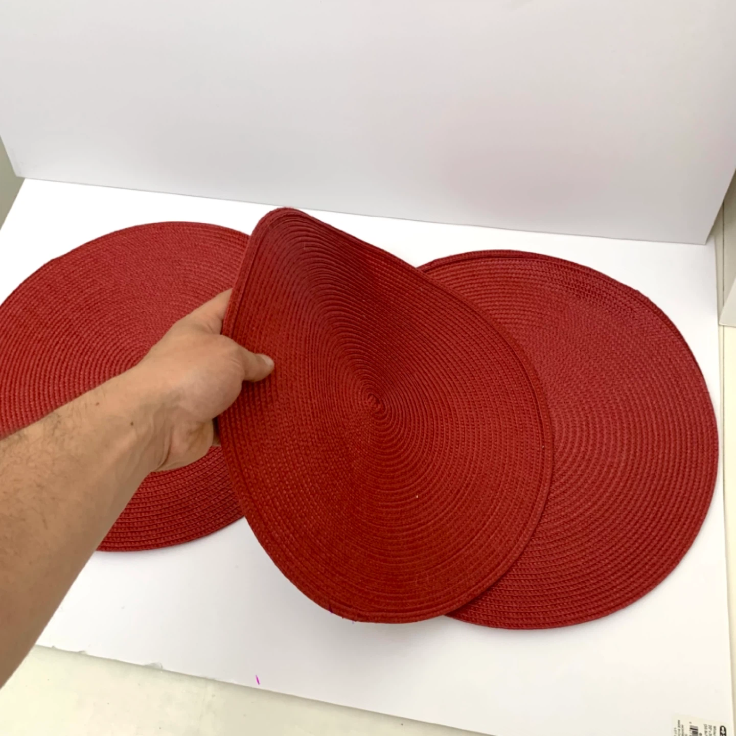 Round Placemats Red Placemats Table Mats Dining Decor Set Of 4 - photo 3