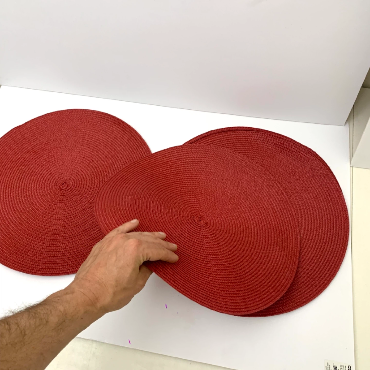 Round Placemats Red Placemats Table Mats Dining Decor Set Of 4 - photo 4
