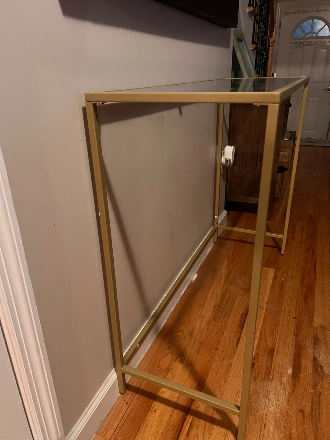 Gold Frame Glass Console Table - photo 3