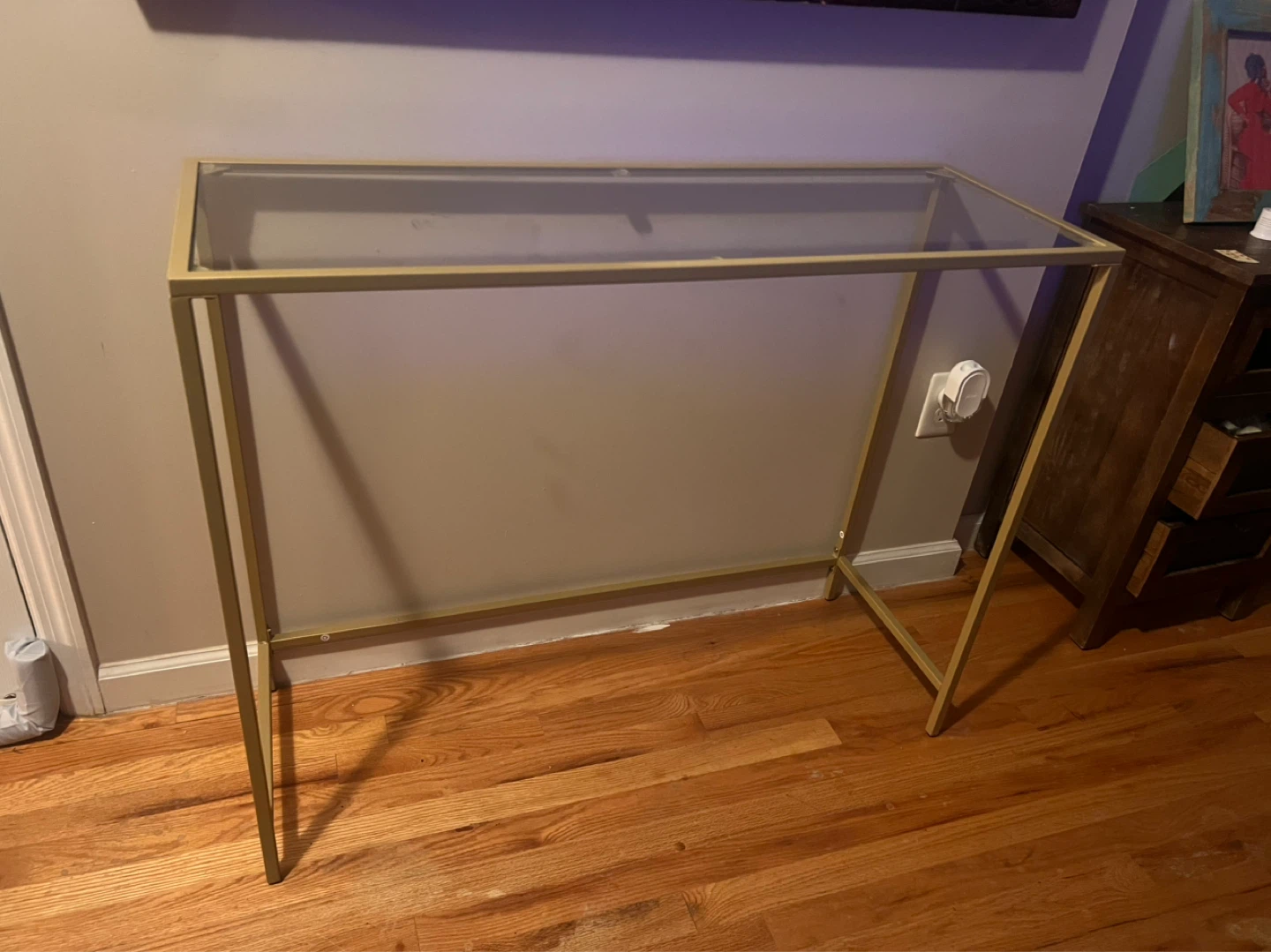 Gold Frame Glass Console Table