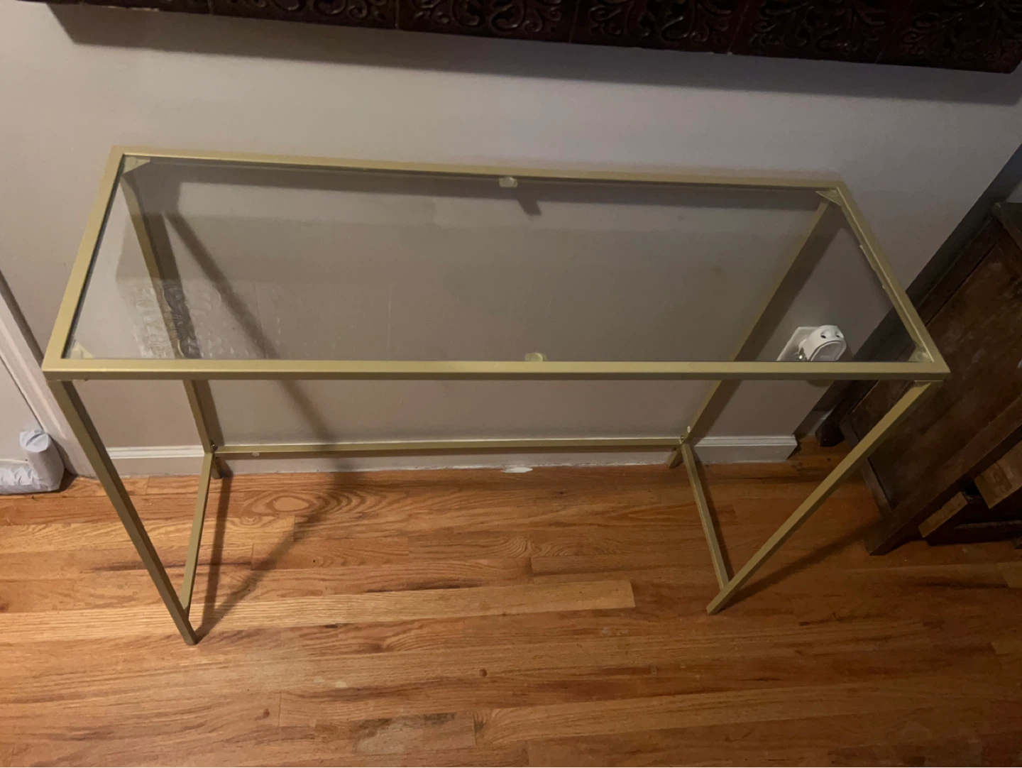 Gold Frame Glass Console Table - photo 4