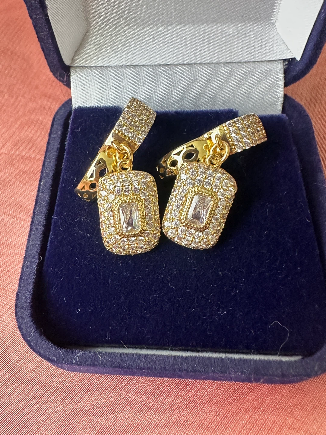 Gold Tone Crystal Drop Earrings