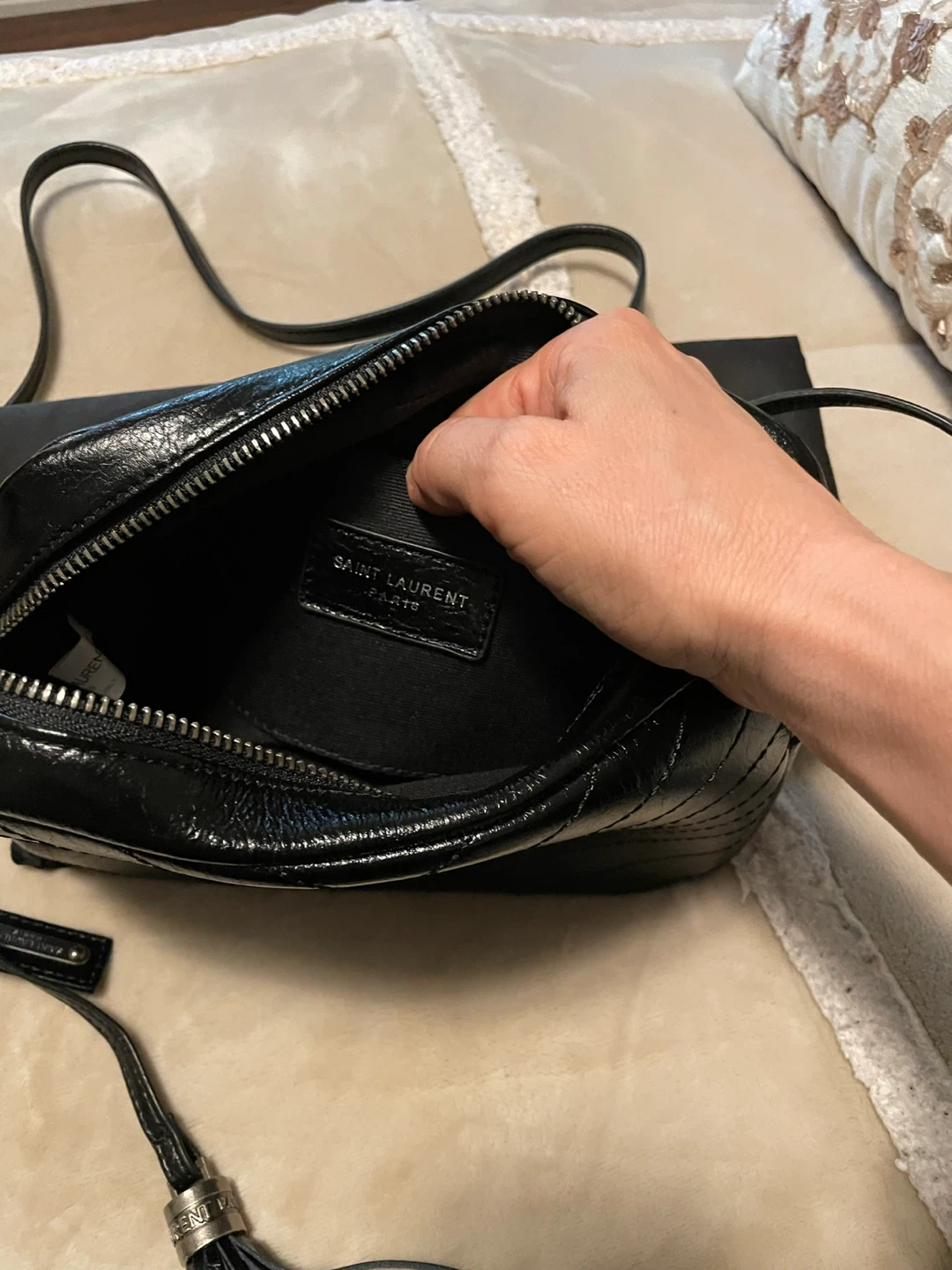 Black Leather Chevron Camera Bag - photo 2
