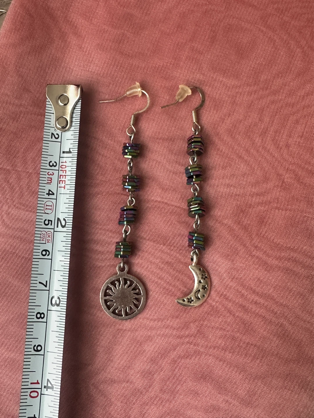 Dangle Earrings with Sun and Moon Charms - photo 2