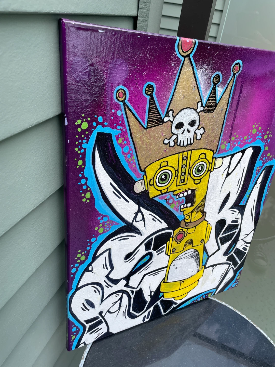 Urban Graffiti Robot Painting Original Street Art Canvas - photo 3