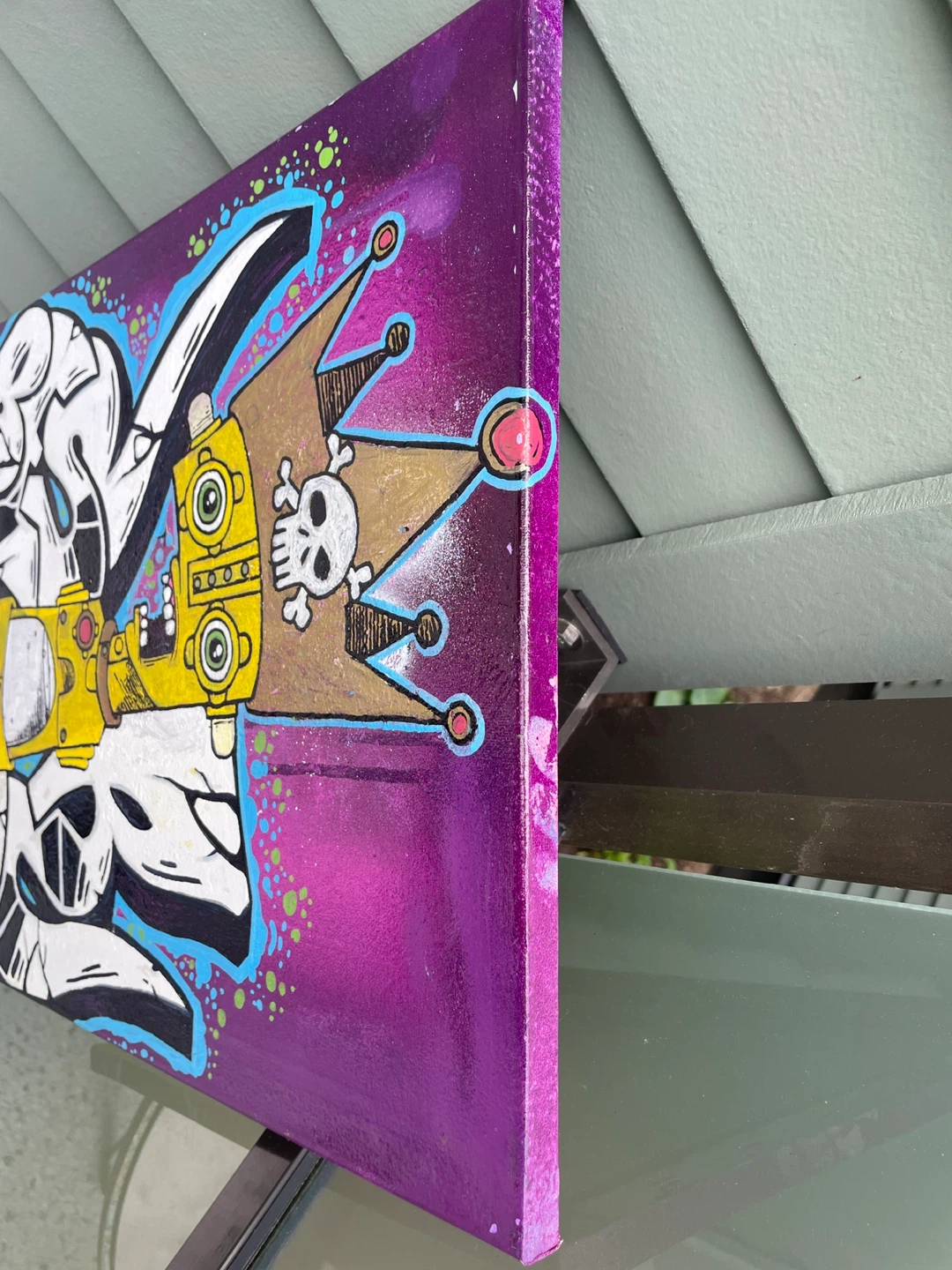 Urban Graffiti Robot Painting Original Street Art Canvas - photo 5