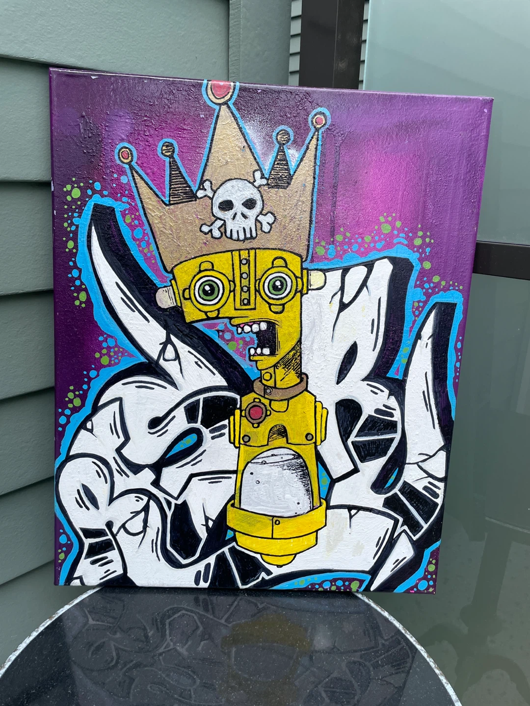 Urban Graffiti Robot Painting Original Street Art Canvas - photo 2