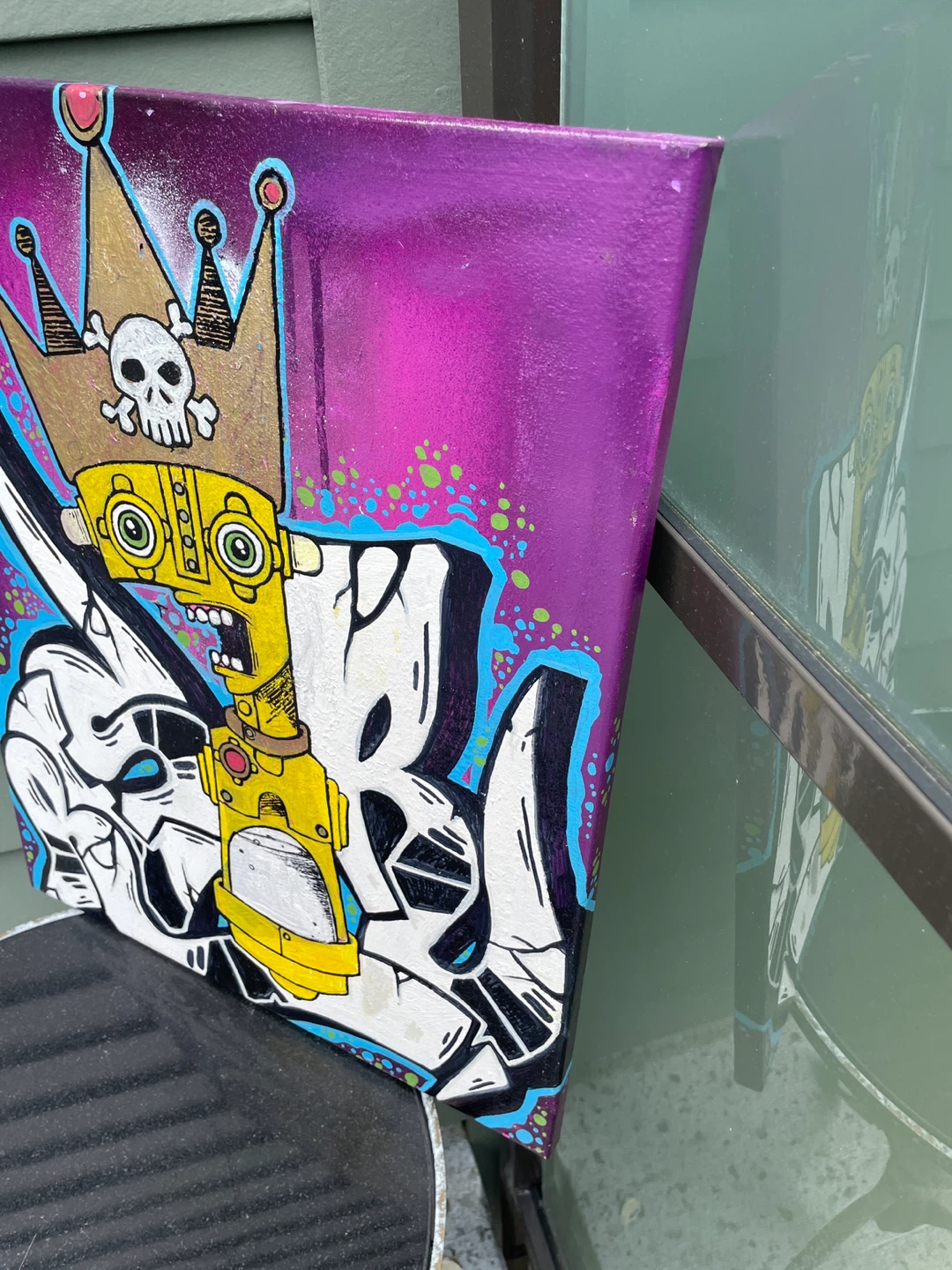 Urban Graffiti Robot Painting Original Street Art Canvas - photo 4