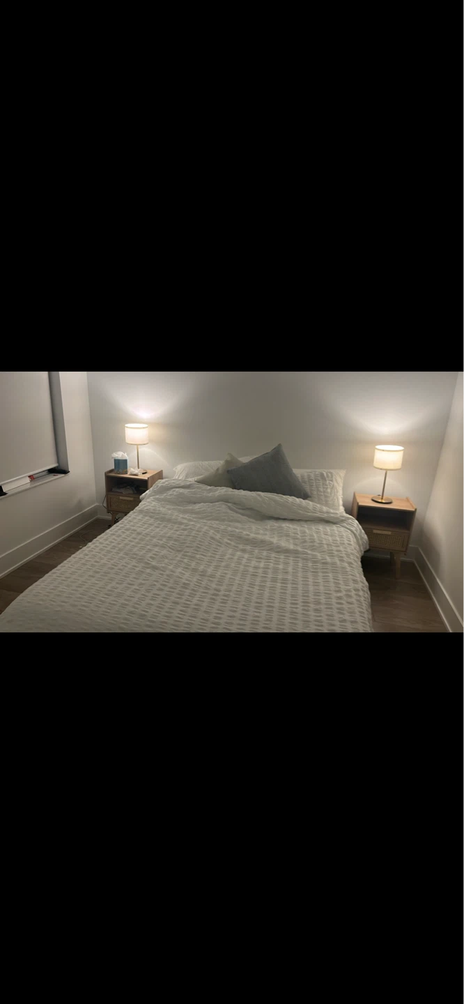 VEVELSTAD Bed frame and mattress, white, Queen