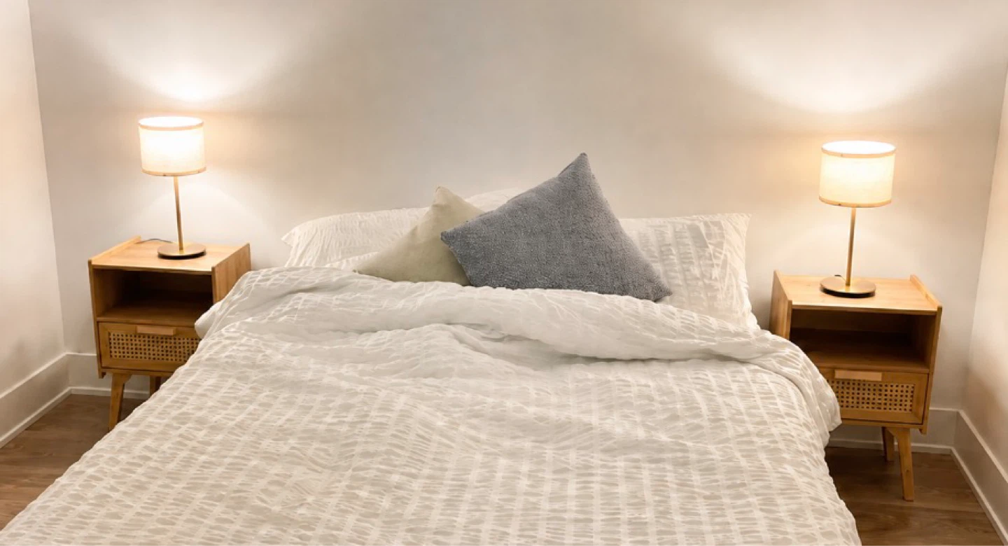 VEVELSTAD Bed frame and mattress, white, Queen - photo 2