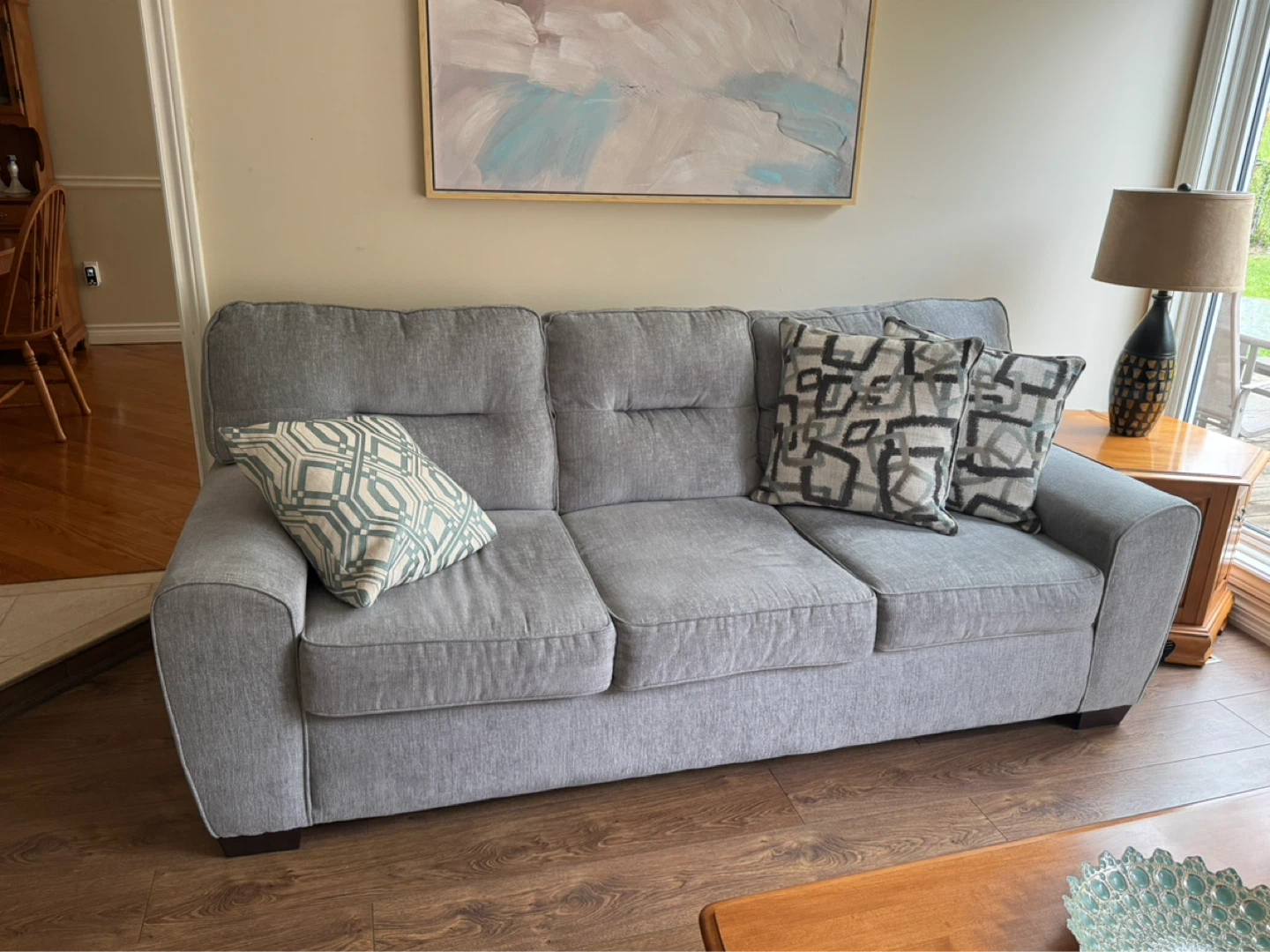 Grey Sofa with Accent Pillows