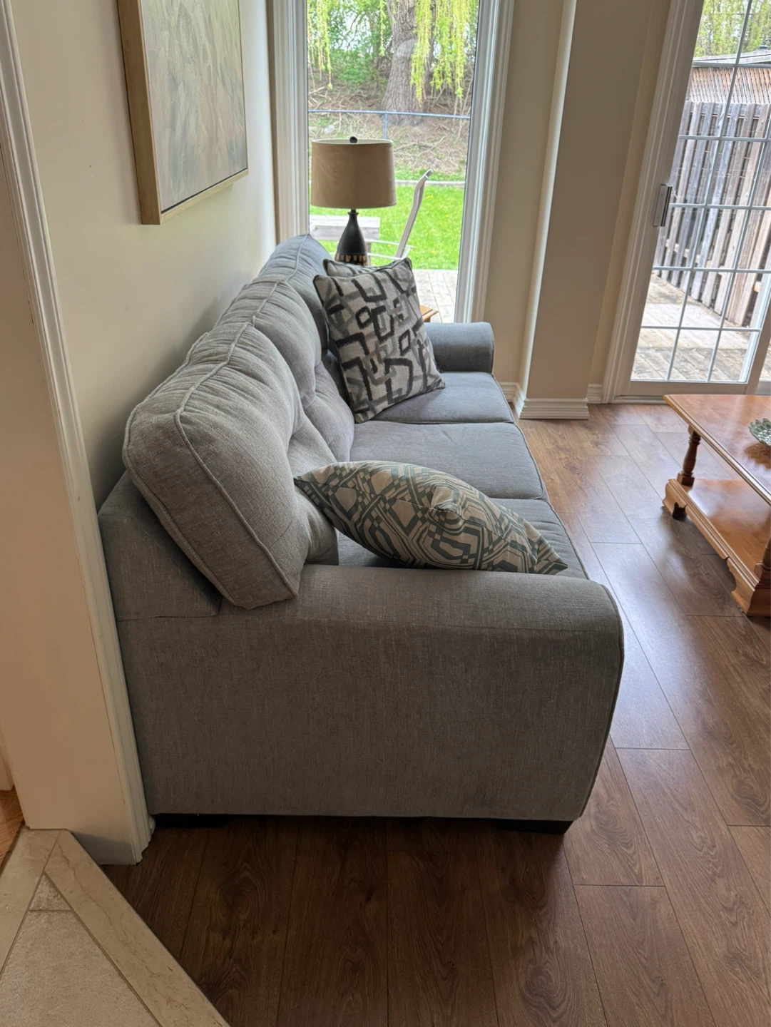 Grey Sofa with Accent Pillows - photo 2