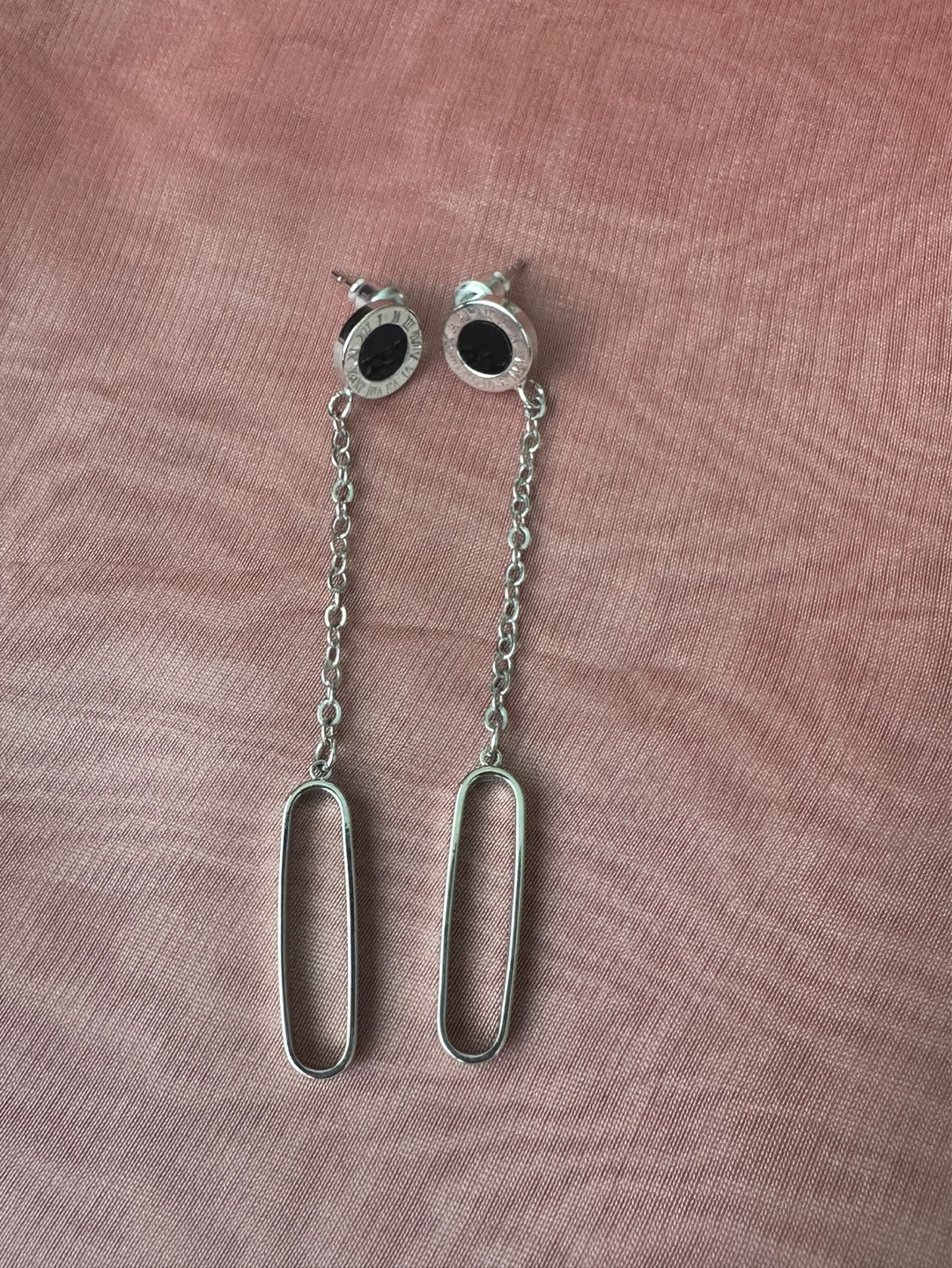 Silver Tone Roman Numeral Drop Earrings - photo 2