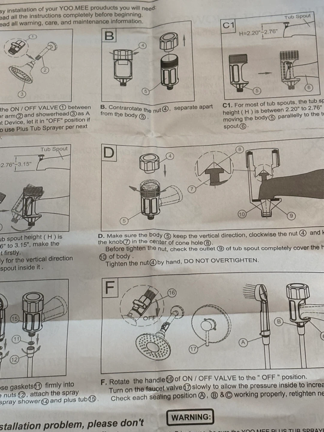YOO.MEE Tub Spout Shower Sprayer - photo 3