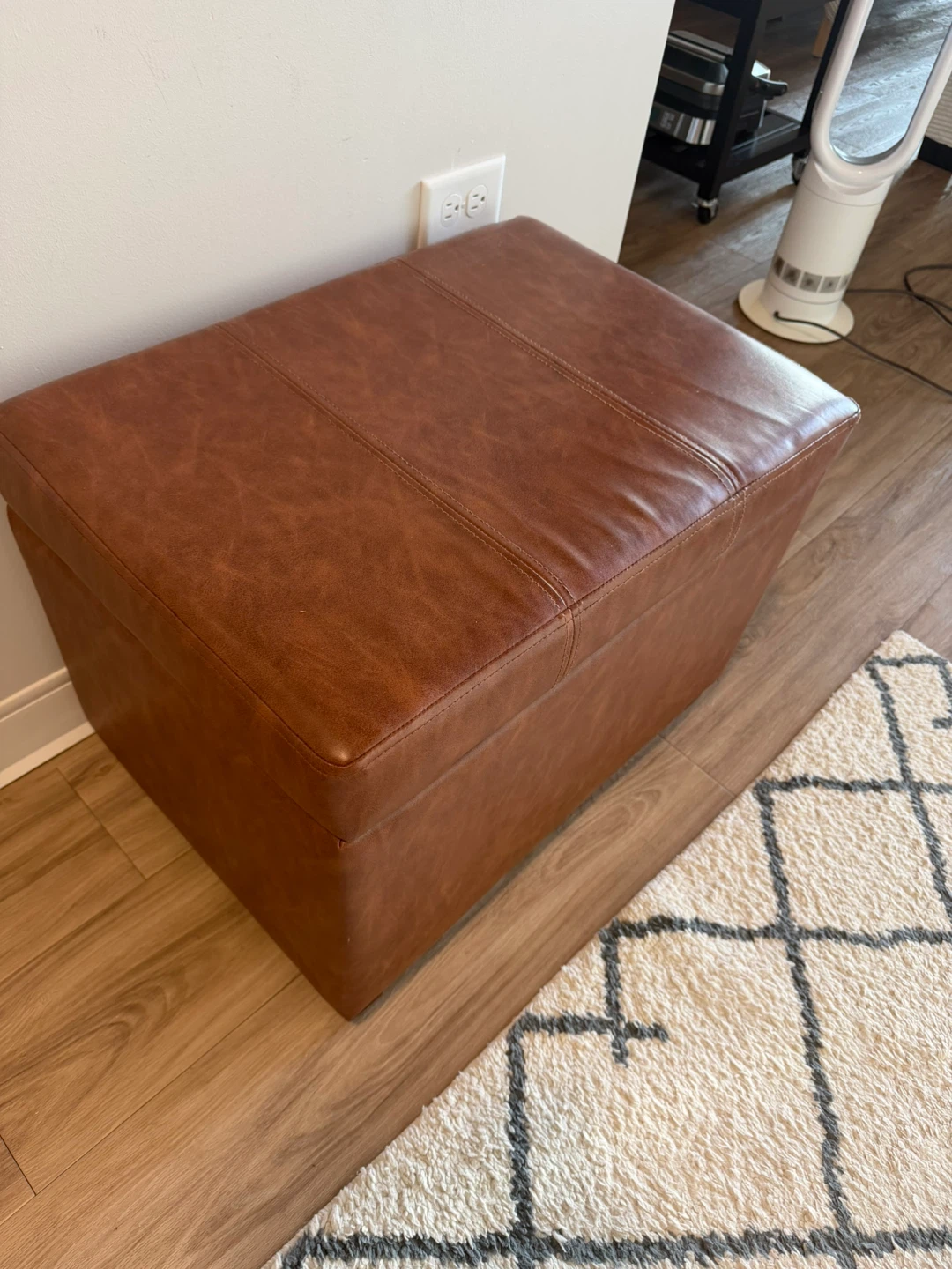 Brown Faux Leather Storage Ottoman - photo 3