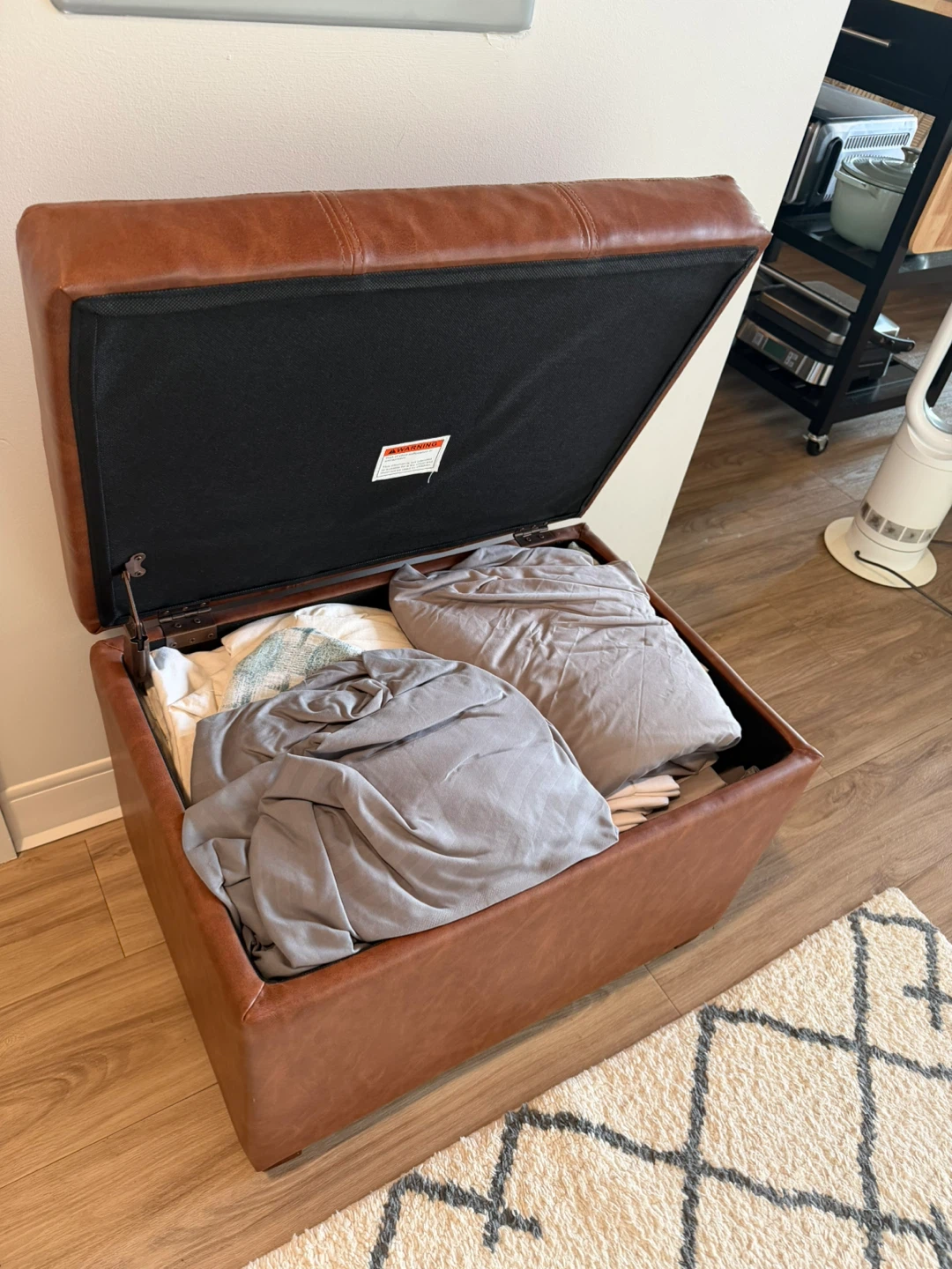 Brown Faux Leather Storage Ottoman - photo 5
